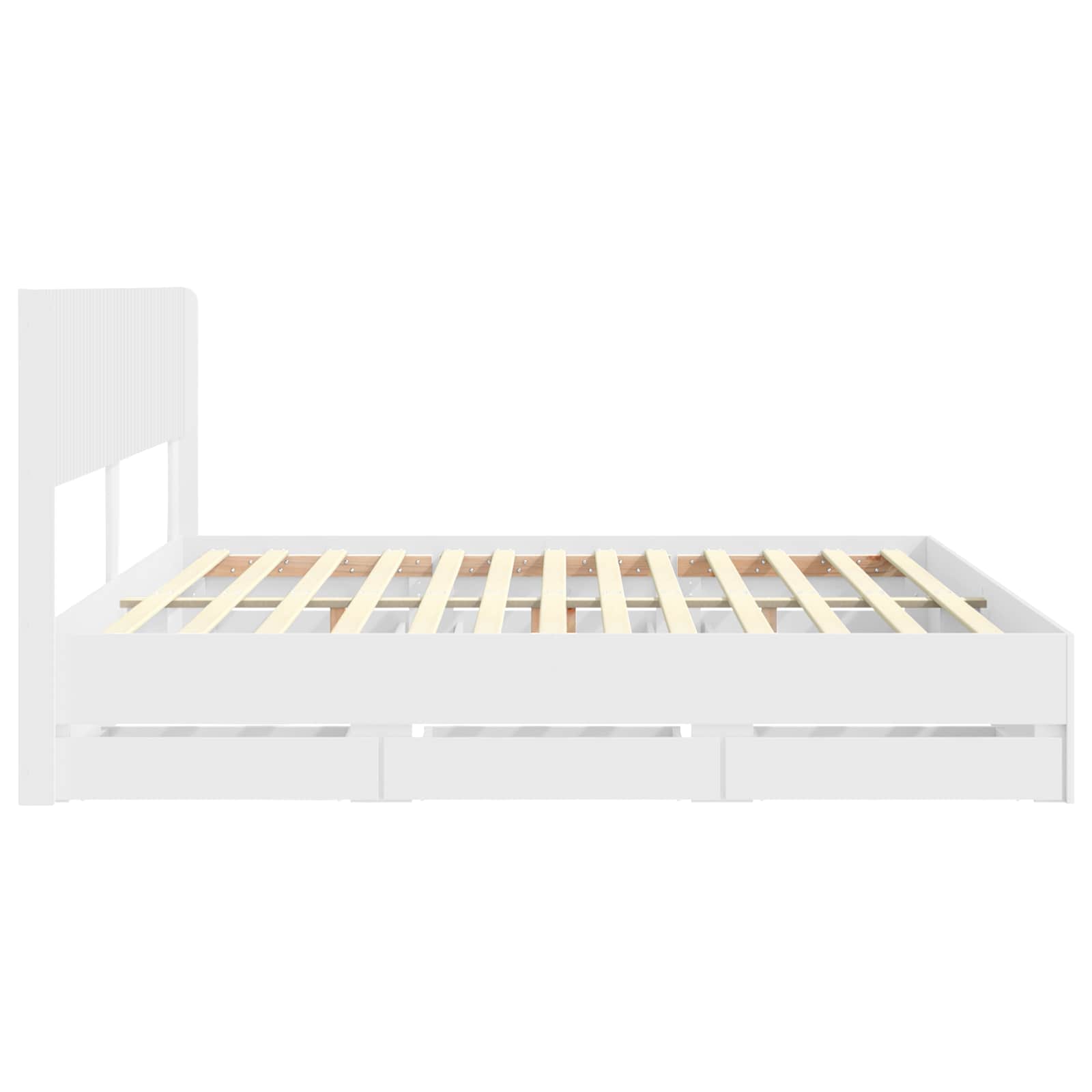 vidaXL Bedframe met opbergruimte en hoofdbord Wit 200 x 200 cm