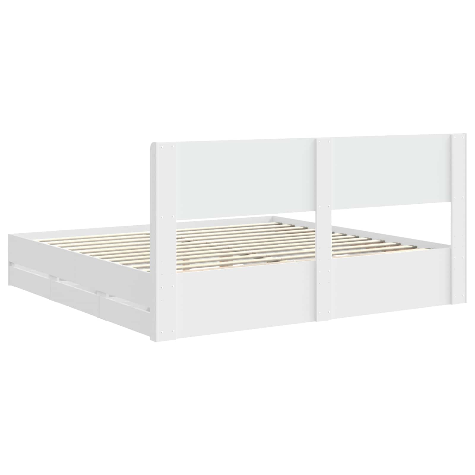 vidaXL Bedframe met opbergruimte en hoofdbord Wit 200 x 200 cm