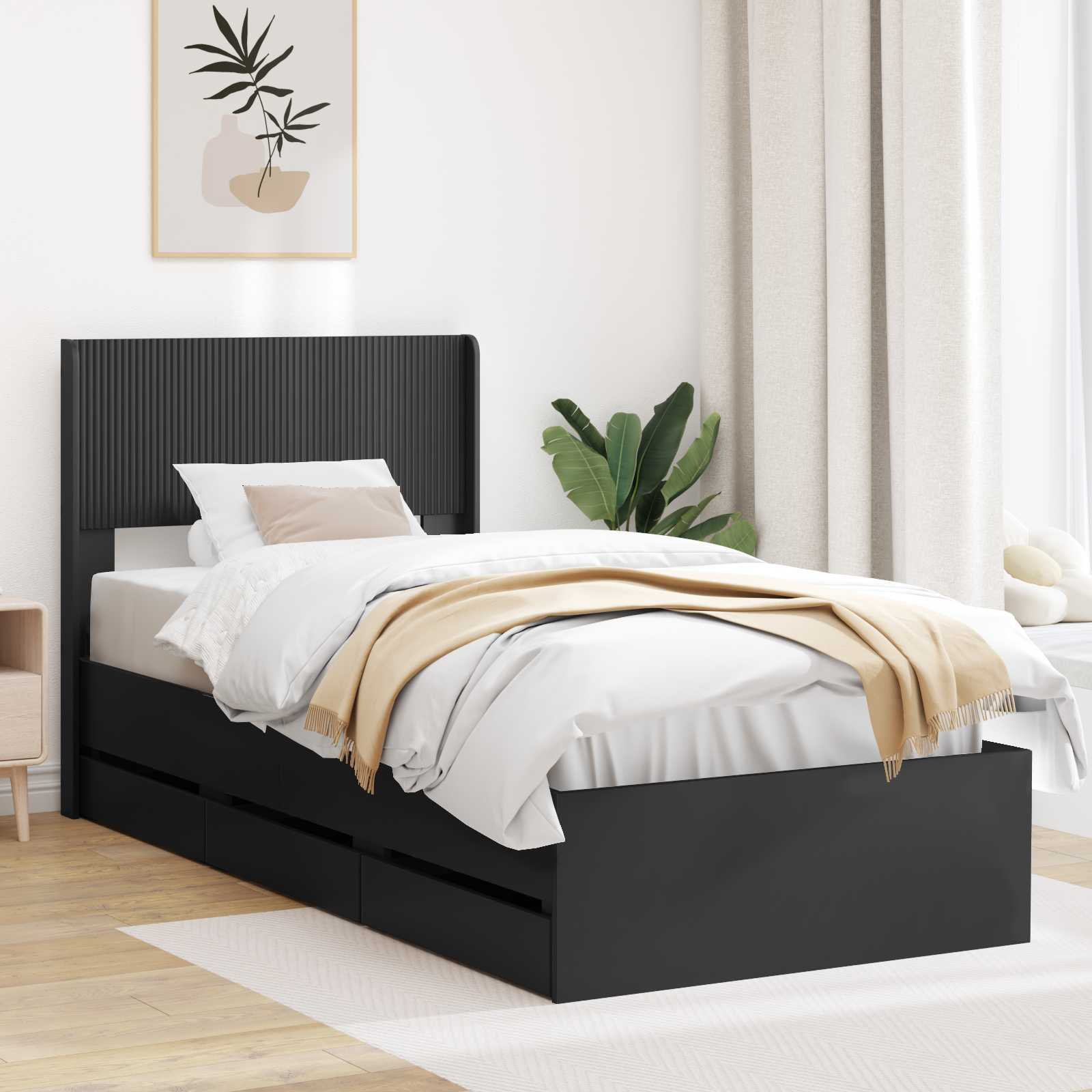 vidaXL Bedframe met opbergruimte en hoofdbord Wit 200 x 200 cm