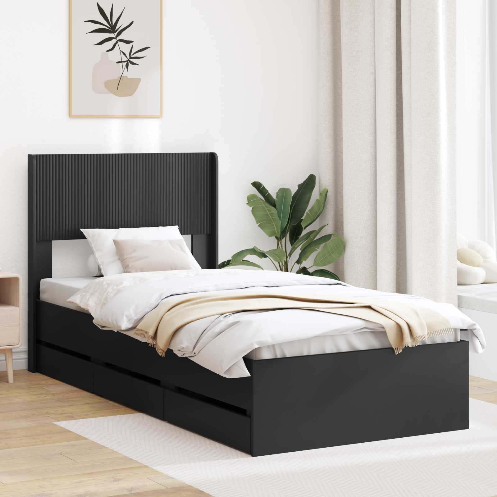 vidaXL Bedframe met opbergruimte en hoofdbord Wit 200 x 200 cm