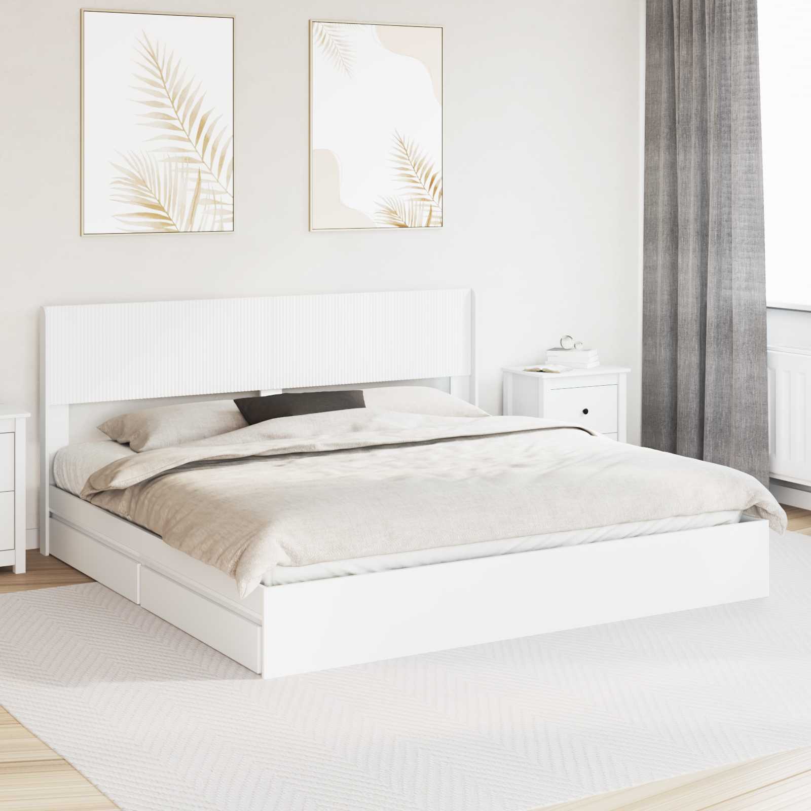 vidaXL Bedframe met opbergruimte en hoofdbord Wit 180 x 200 cm
