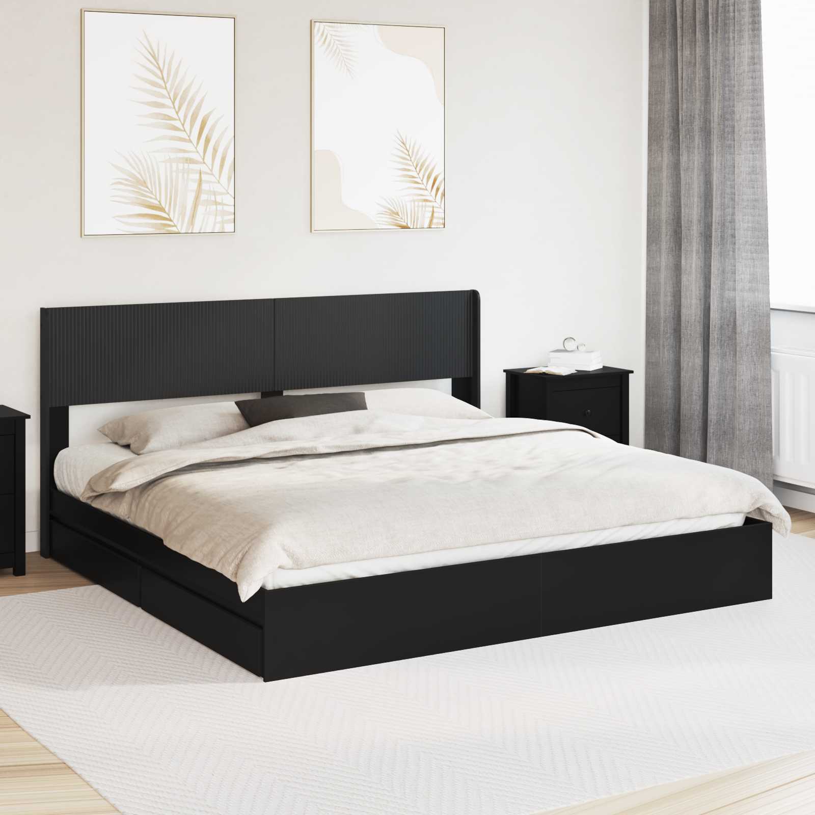 vidaXL Bedframe met opbergruimte en hoofdbord Wit 180 x 200 cm