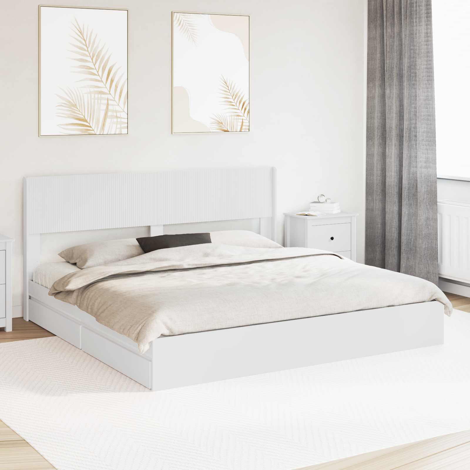 vidaXL Bedframe met opbergruimte en hoofdbord Wit 180 x 200 cm
