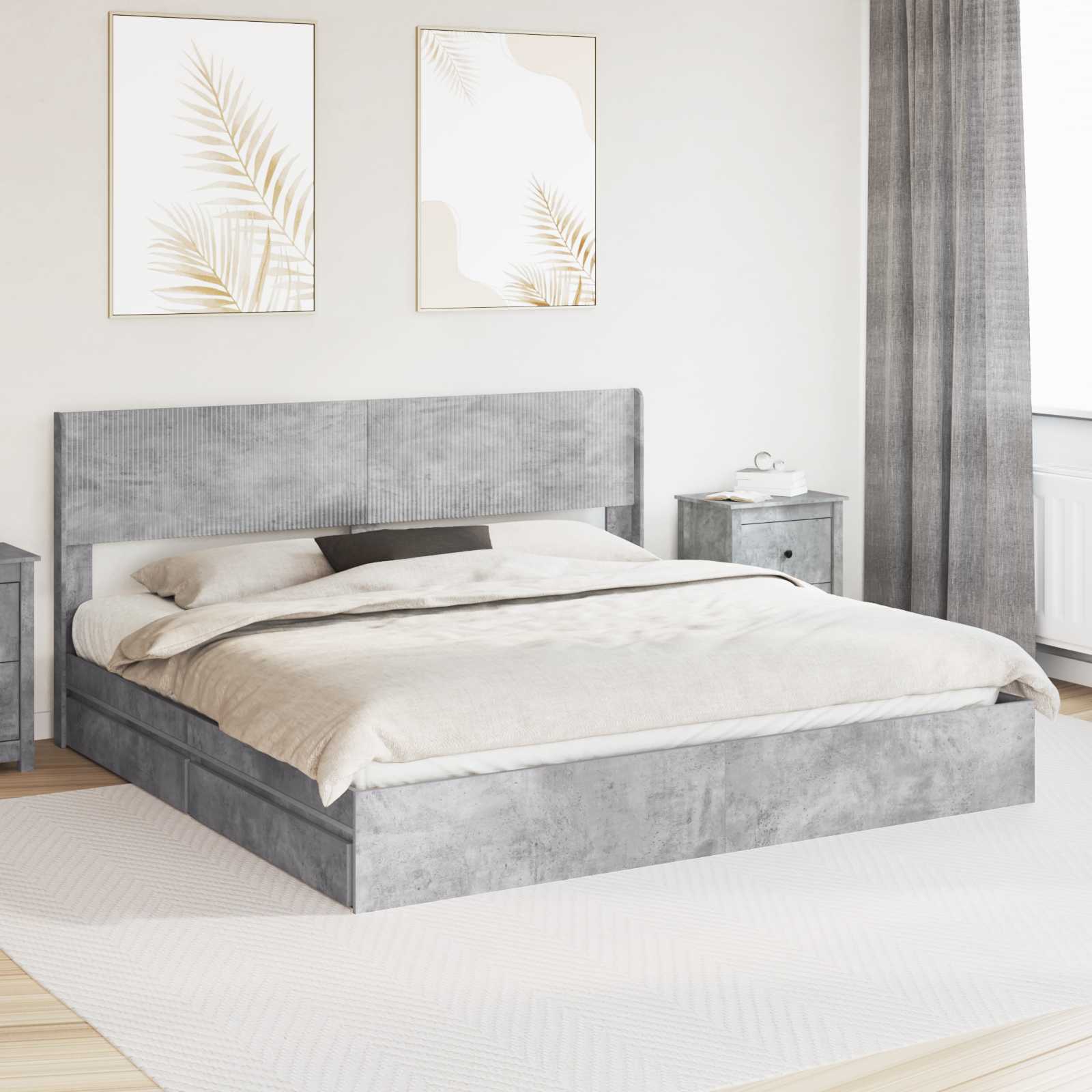 vidaXL Bedframe met opbergruimte en hoofdbord Wit 180 x 200 cm
