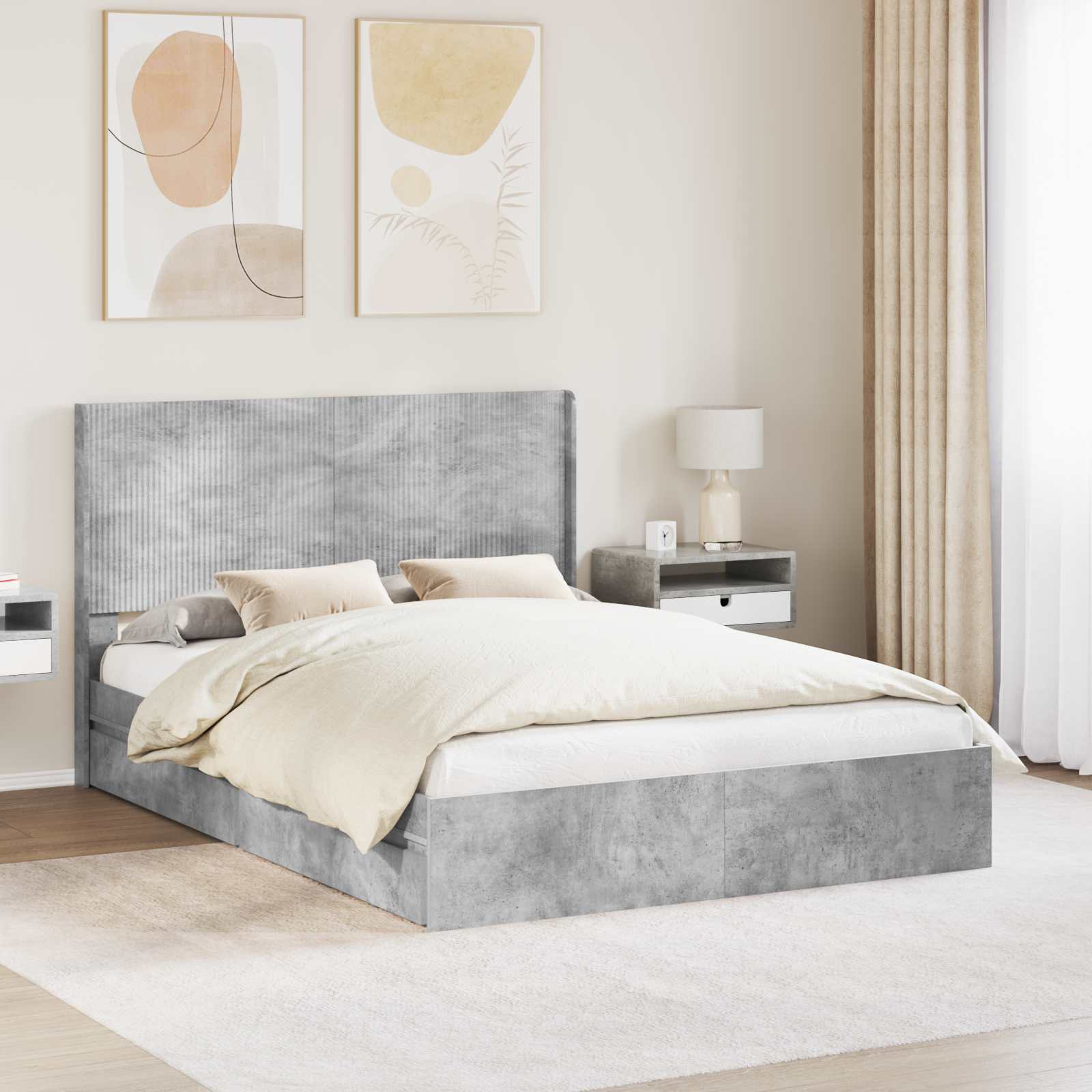 vidaXL Bedframe met opbergruimte en hoofdbord Wit 180 x 200 cm