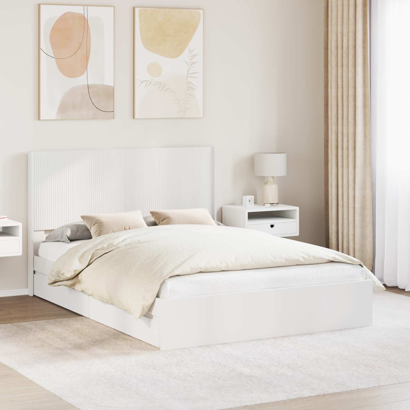 vidaXL Bedframe met opbergruimte en hoofdbord Wit 180 x 200 cm