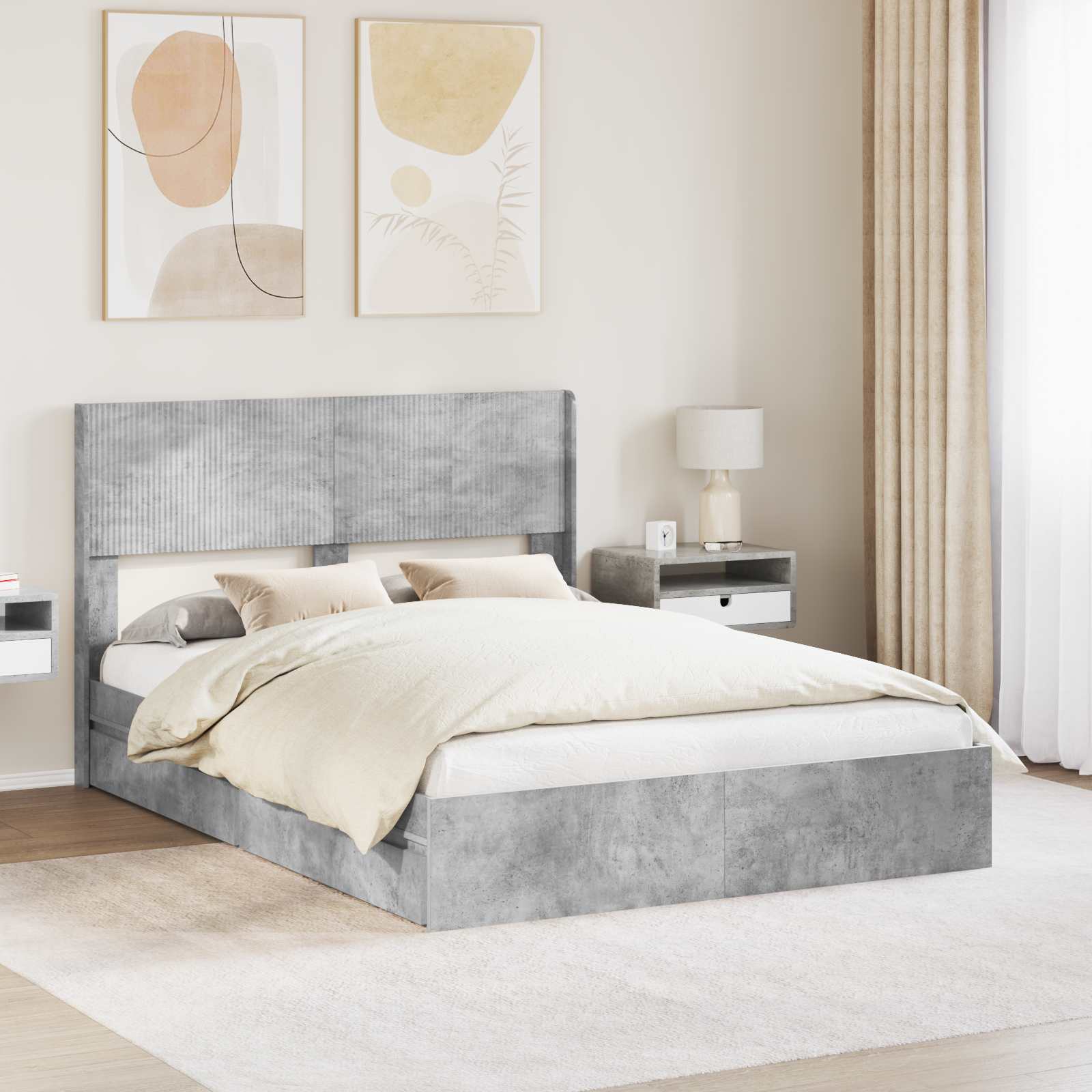 vidaXL Bedframe met opbergruimte en hoofdbord Wit 180 x 200 cm