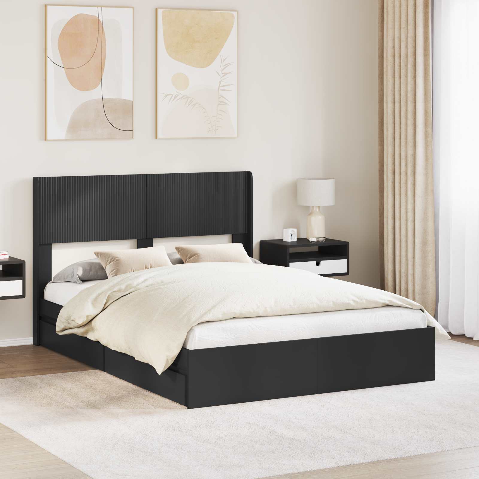 vidaXL Bedframe met opbergruimte en hoofdbord Wit 180 x 200 cm