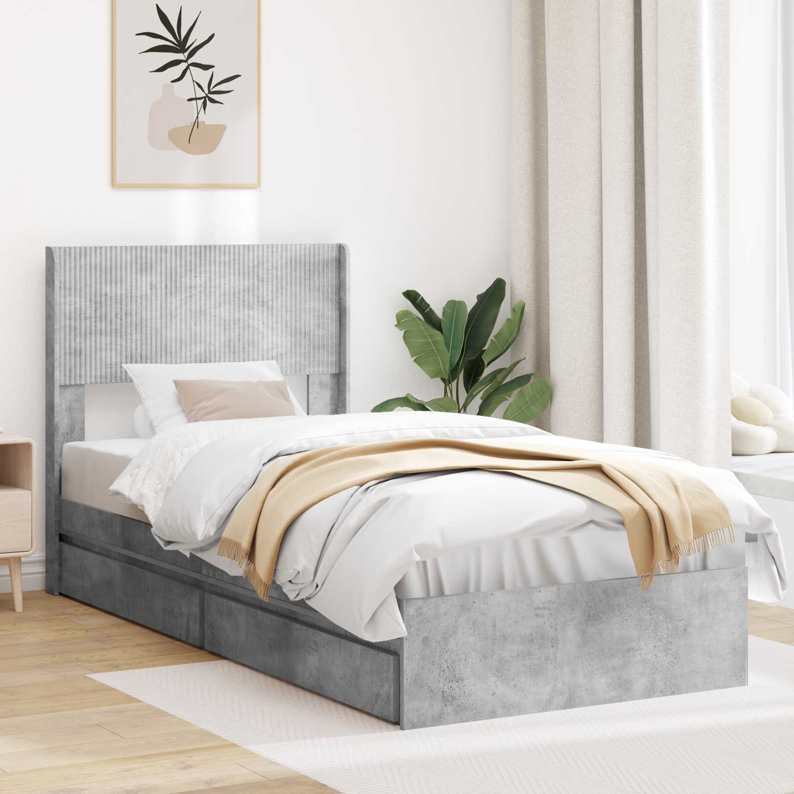vidaXL Bedframe met opbergruimte en hoofdbord Wit 180 x 200 cm