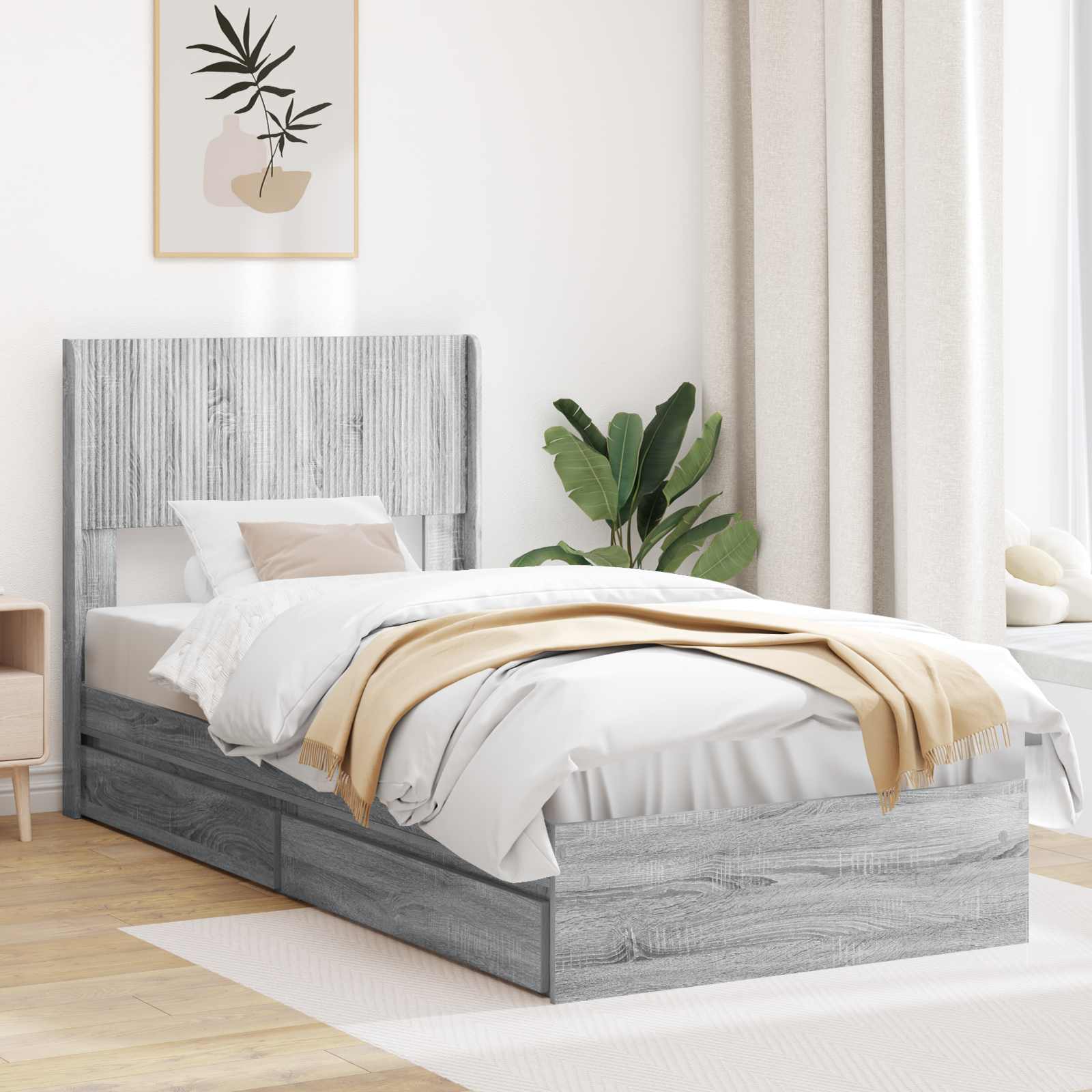 vidaXL Bedframe met opbergruimte en hoofdbord Wit 180 x 200 cm
