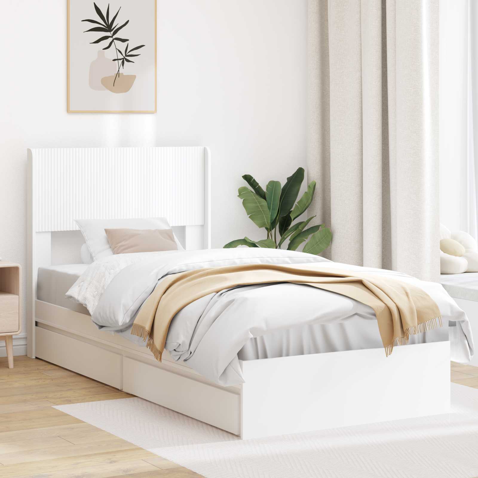 vidaXL Bedframe met opbergruimte en hoofdbord Wit 180 x 200 cm