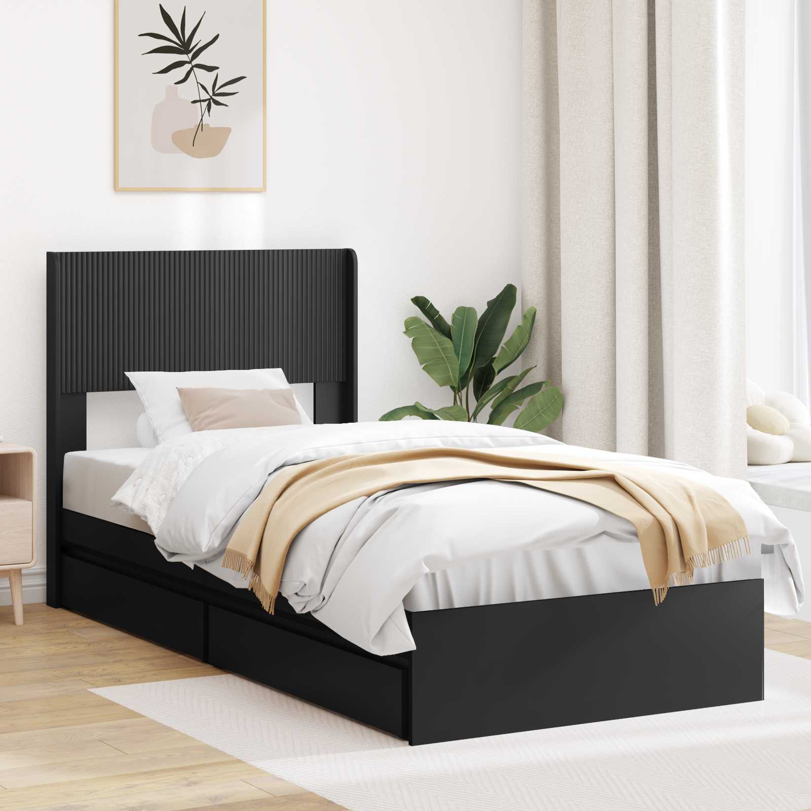 vidaXL Bedframe met opbergruimte en hoofdbord Wit 180 x 200 cm