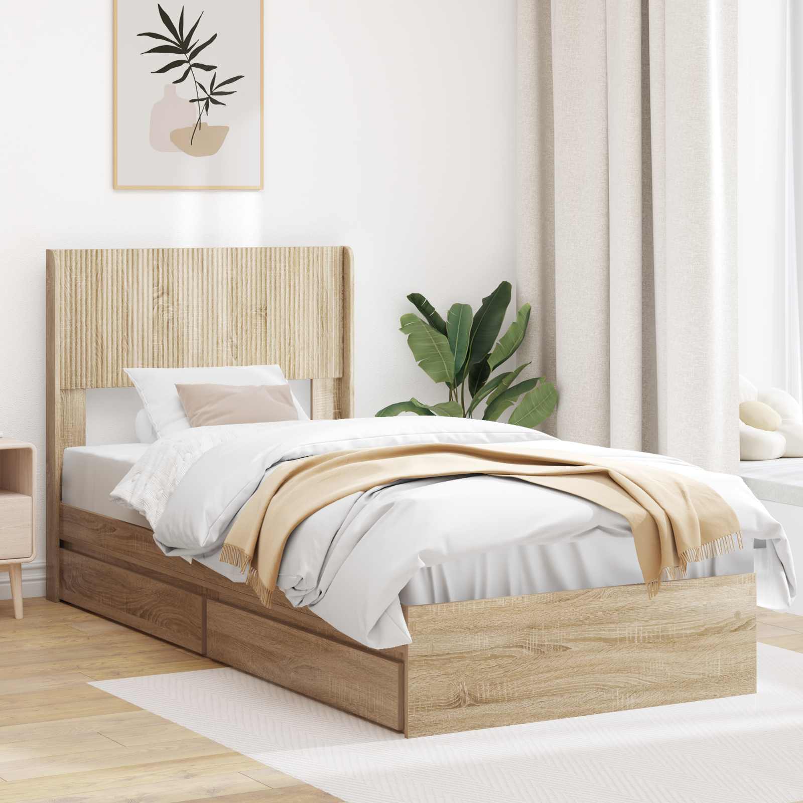 vidaXL Bedframe met opbergruimte en hoofdbord Wit 180 x 200 cm