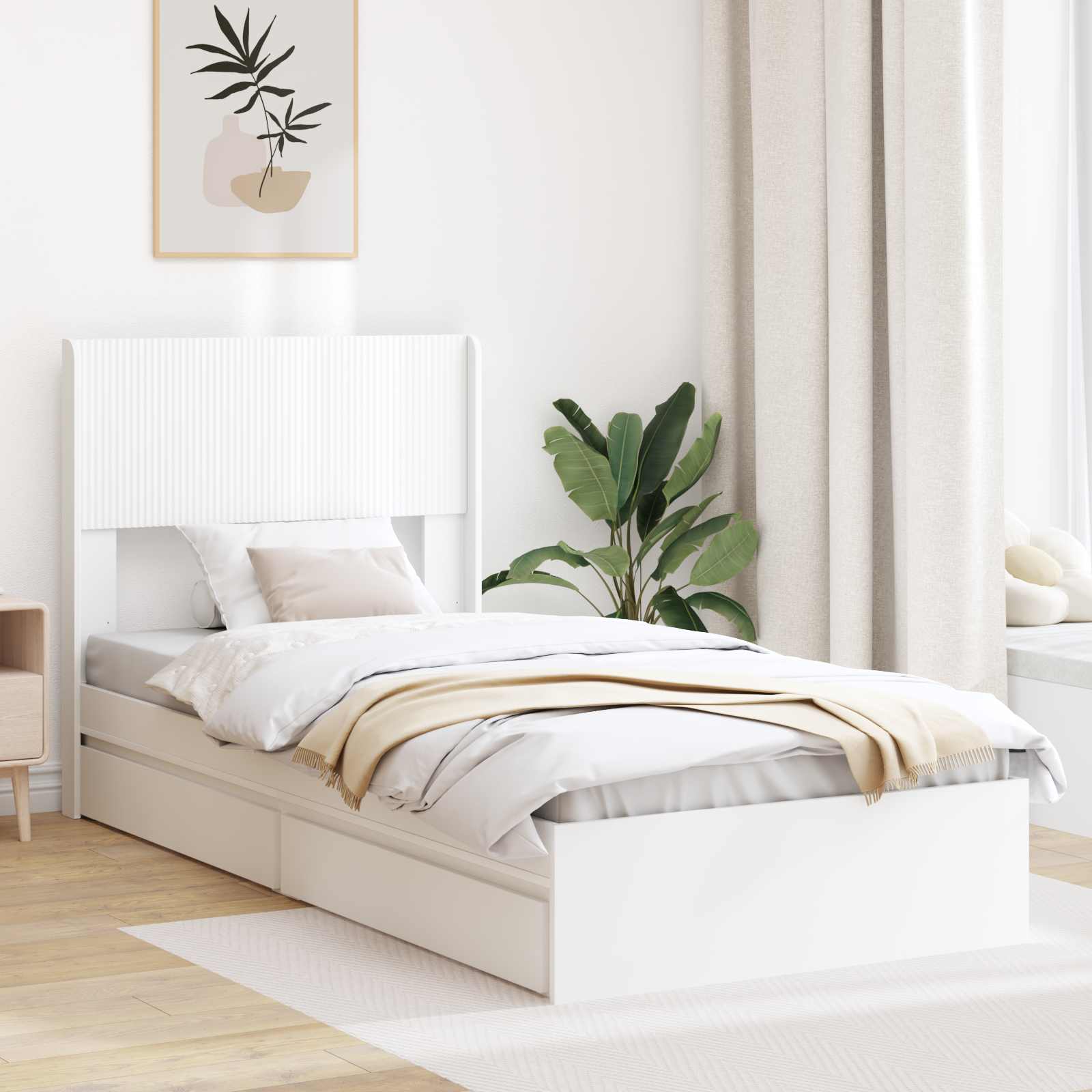 vidaXL Bedframe met opbergruimte en hoofdbord Wit 180 x 200 cm