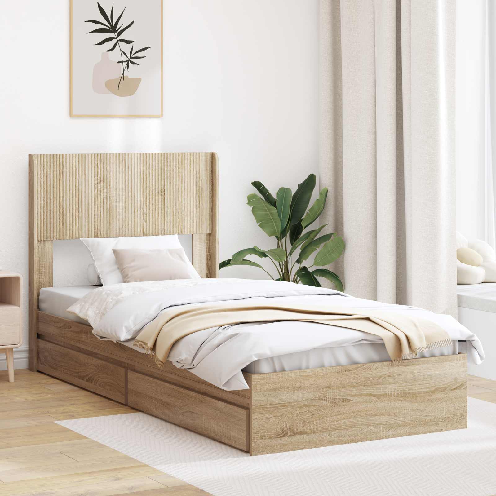 vidaXL Bedframe met opbergruimte en hoofdbord Wit 180 x 200 cm