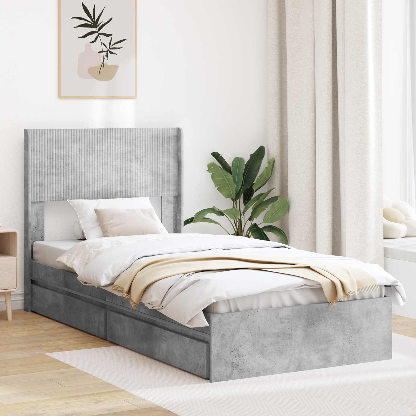 vidaXL Bedframe met opbergruimte en hoofdbord Wit 180 x 200 cm