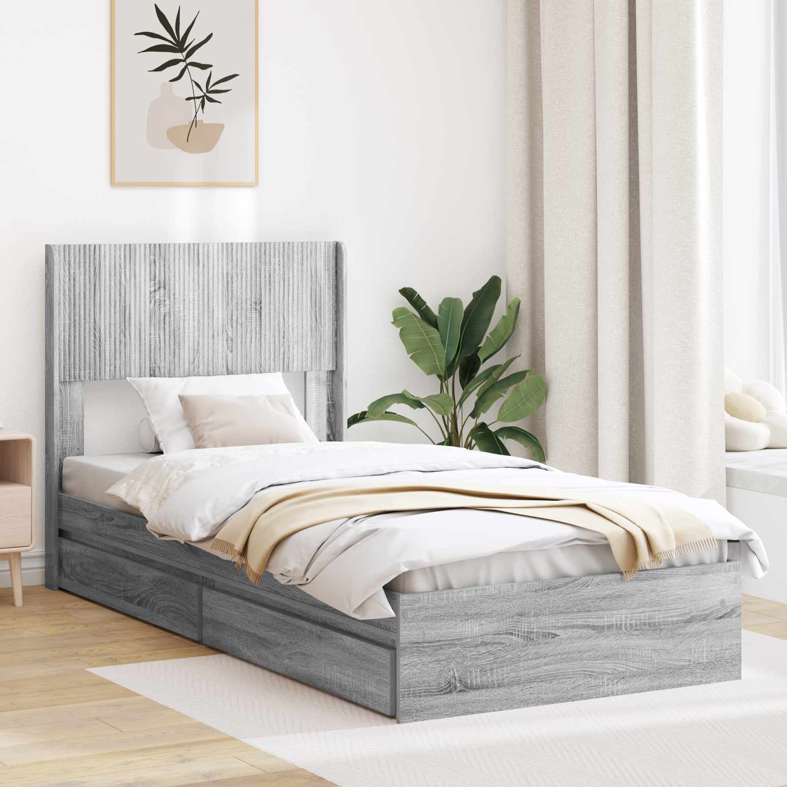 vidaXL Bedframe met opbergruimte en hoofdbord Wit 180 x 200 cm