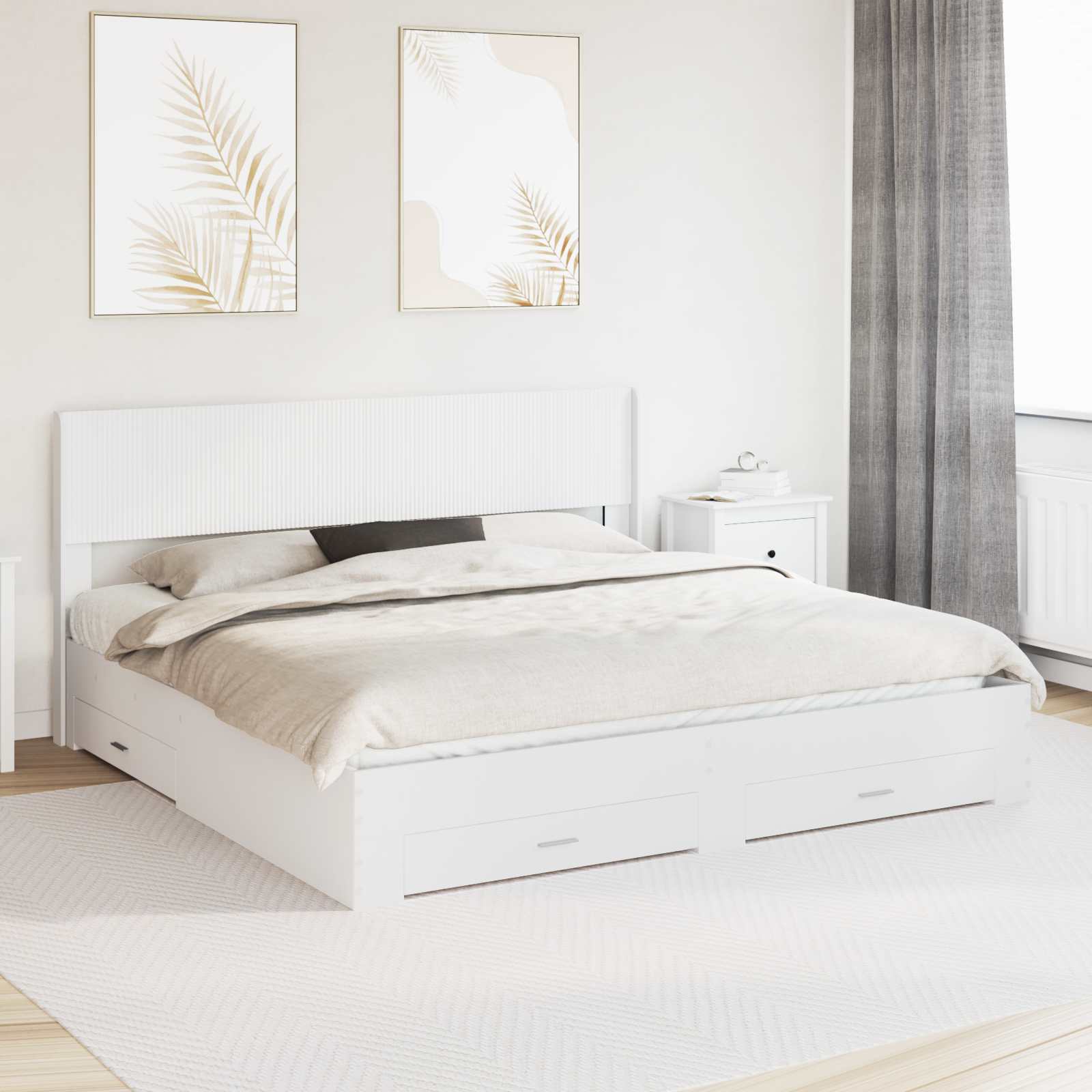 vidaXL Bedframe met opbergruimte en hoofdbord Zwart 200 x 200 cm