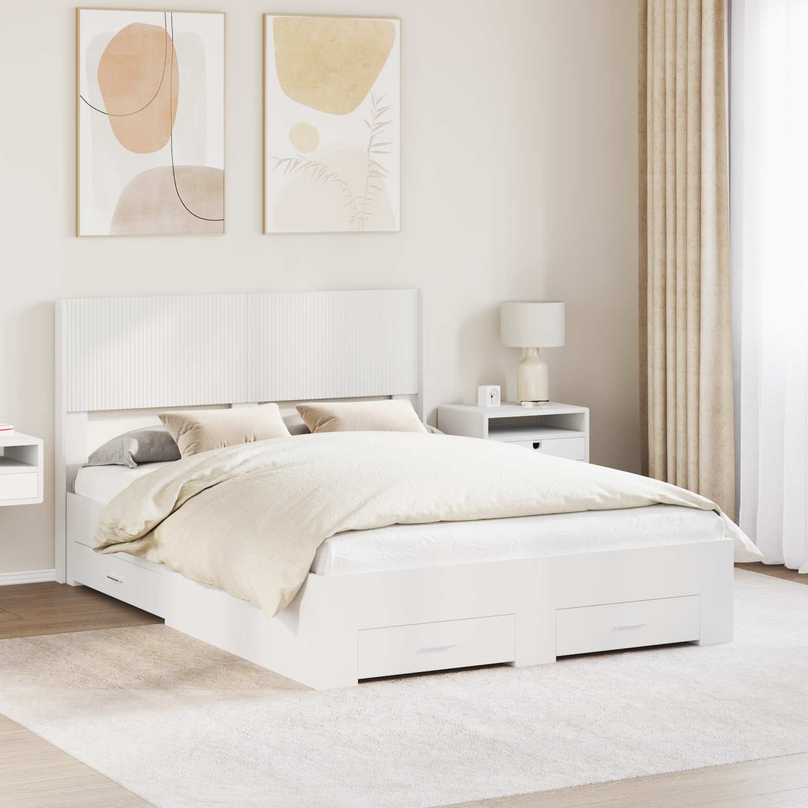 vidaXL Bedframe met opbergruimte en hoofdbord Zwart 200 x 200 cm