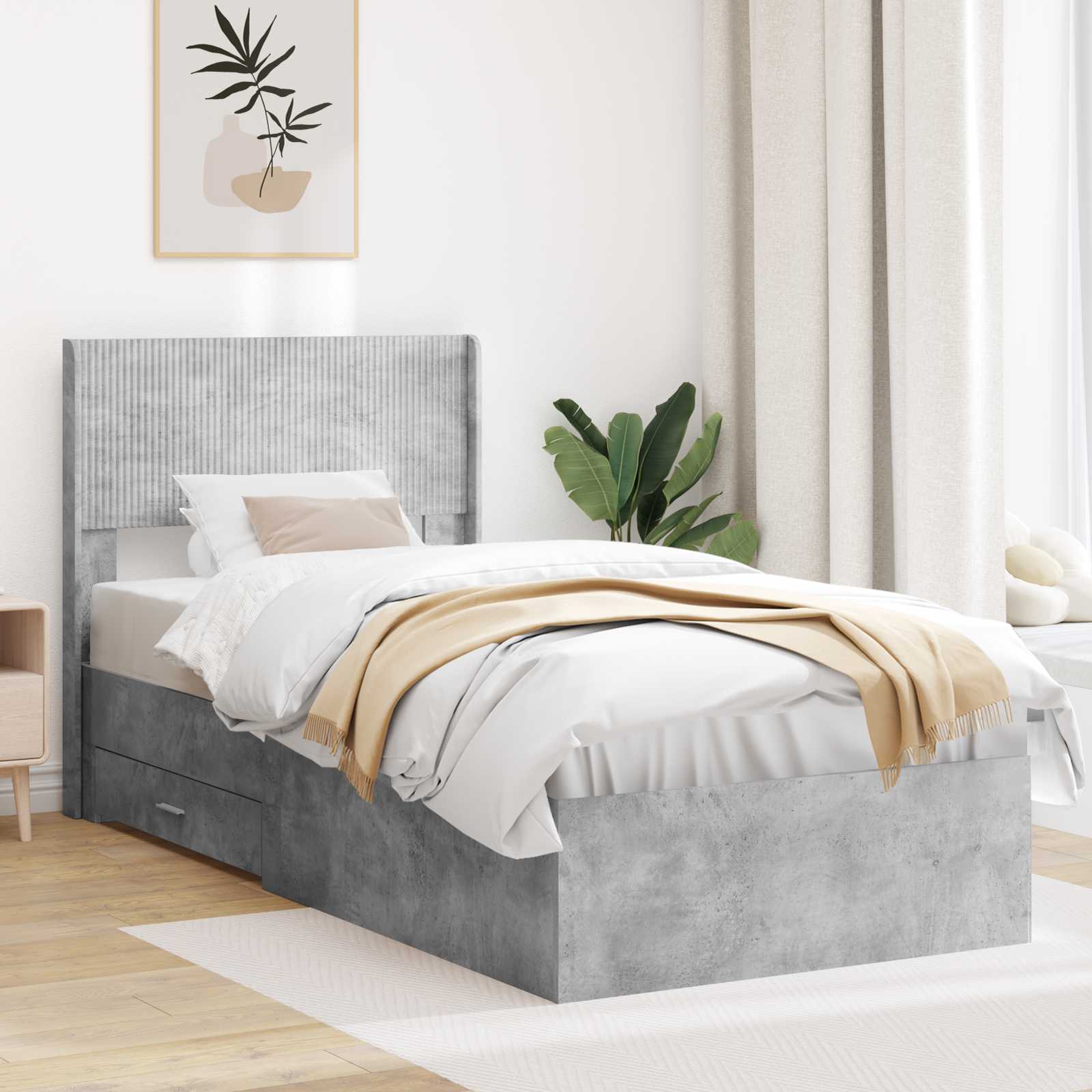 vidaXL Bedframe met opbergruimte en hoofdbord Zwart 200 x 200 cm