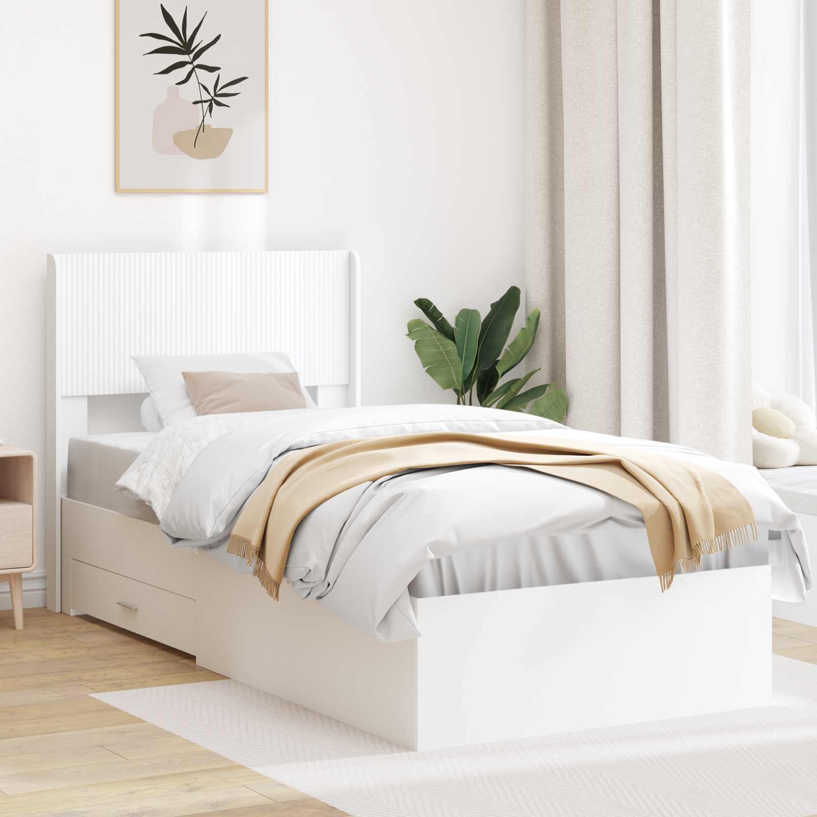 vidaXL Bedframe met opbergruimte en hoofdbord Zwart 200 x 200 cm