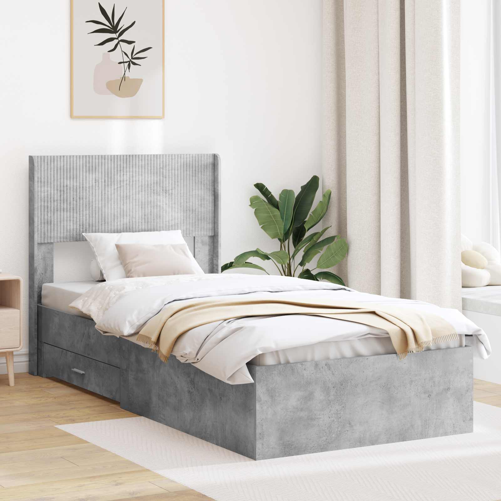 vidaXL Bedframe met opbergruimte en hoofdbord Zwart 200 x 200 cm