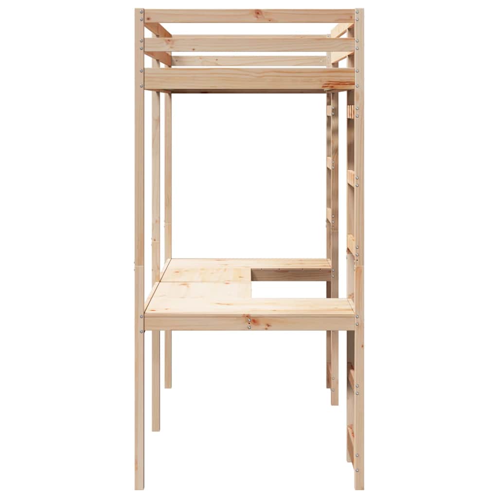 vidaXL Hoogslaper bedframe Naturel 90 x 200 cm Massief grenenhout
