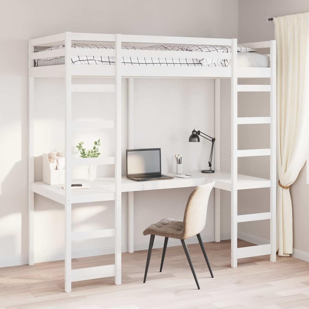 vidaXL Hoogslaper bedframe Naturel 90 x 200 cm Massief grenenhout