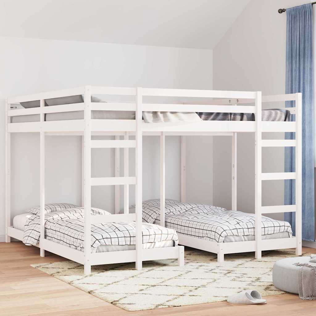 vidaXL Drie-hoog Bunk Bed Frame Naturel 80 / 200 x 200 cm