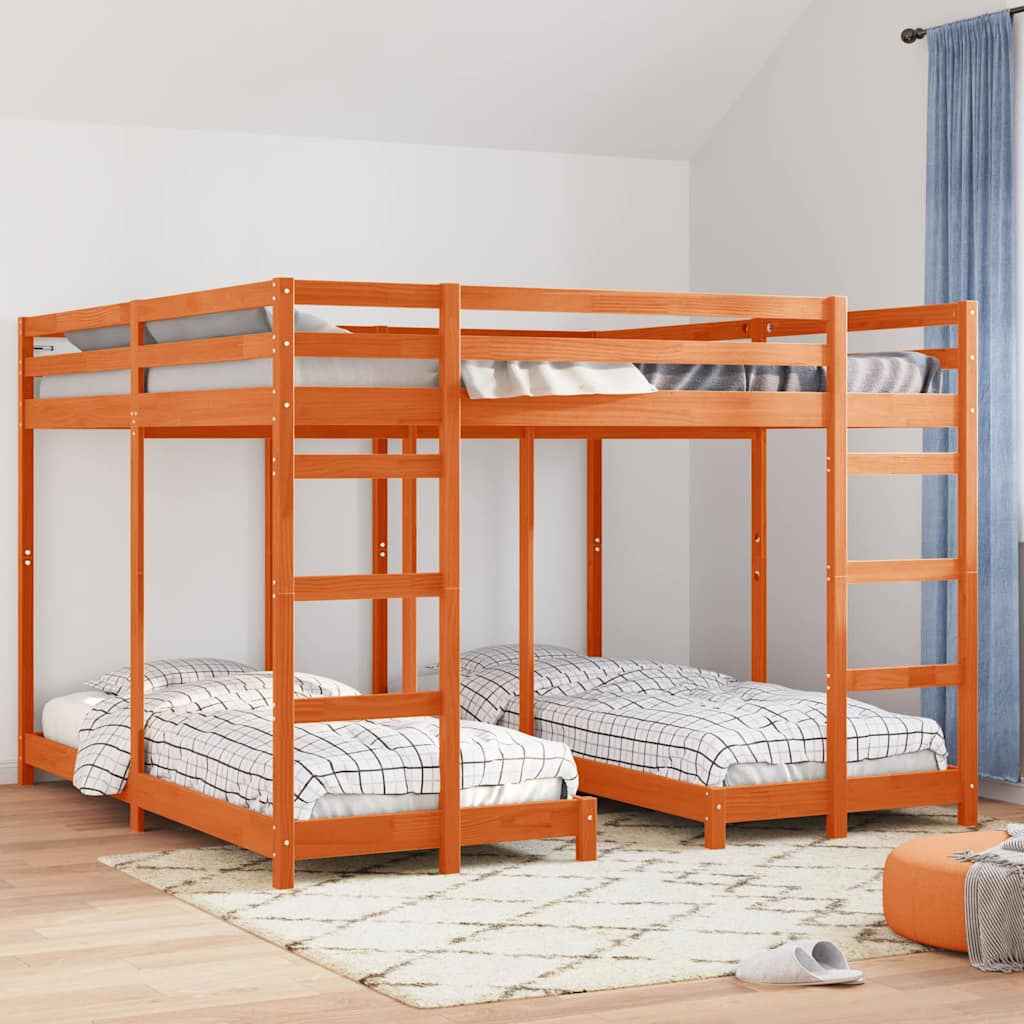 vidaXL Drie-hoog Bunk Bed Frame Naturel 80 / 200 x 200 cm