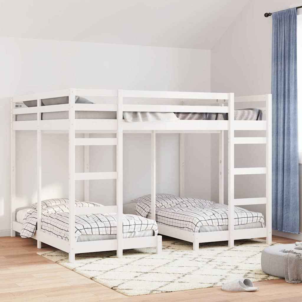 vidaXL Drie-hoog Bunk Bed Frame Naturel 80 / 200 x 200 cm