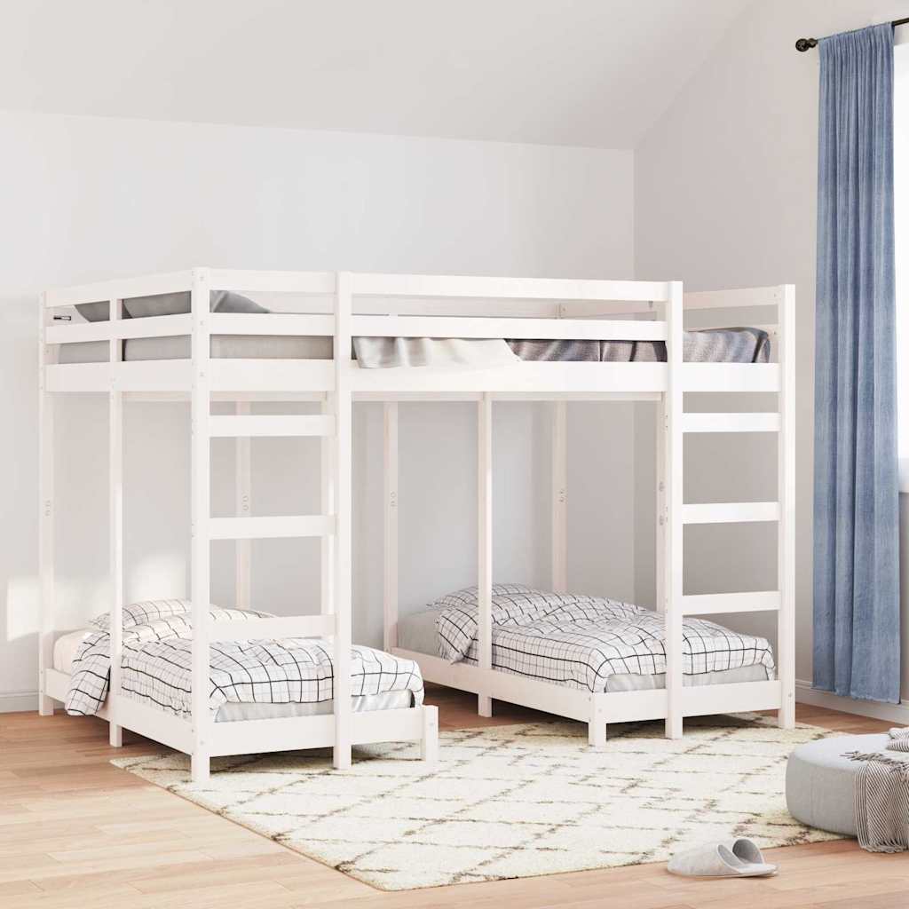 vidaXL Drie-hoog Bunk Bed Frame Naturel 80 / 200 x 200 cm