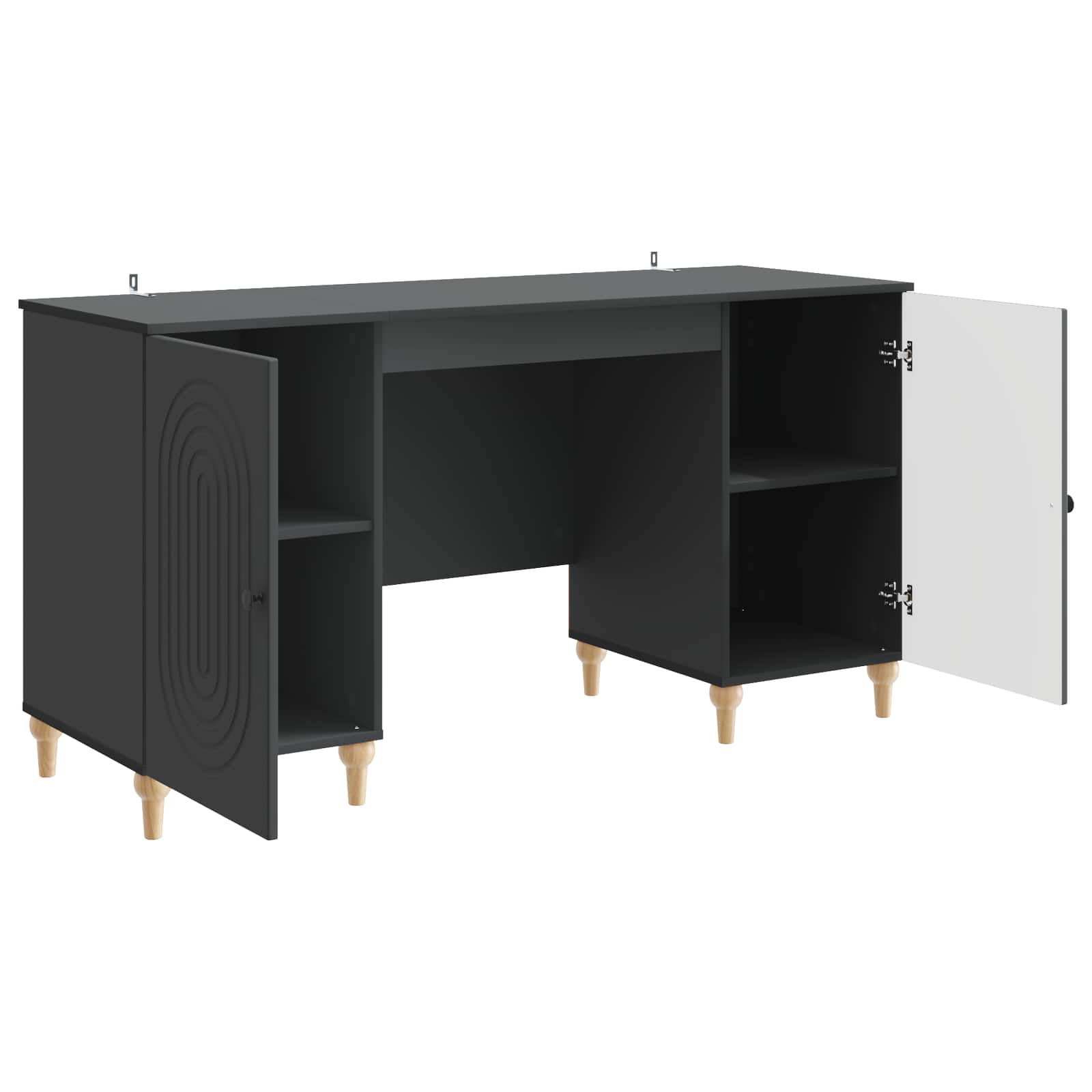vidaXL Bureau met plank Zwart 142,5 x 50 x 75 cm Bewerkt hout