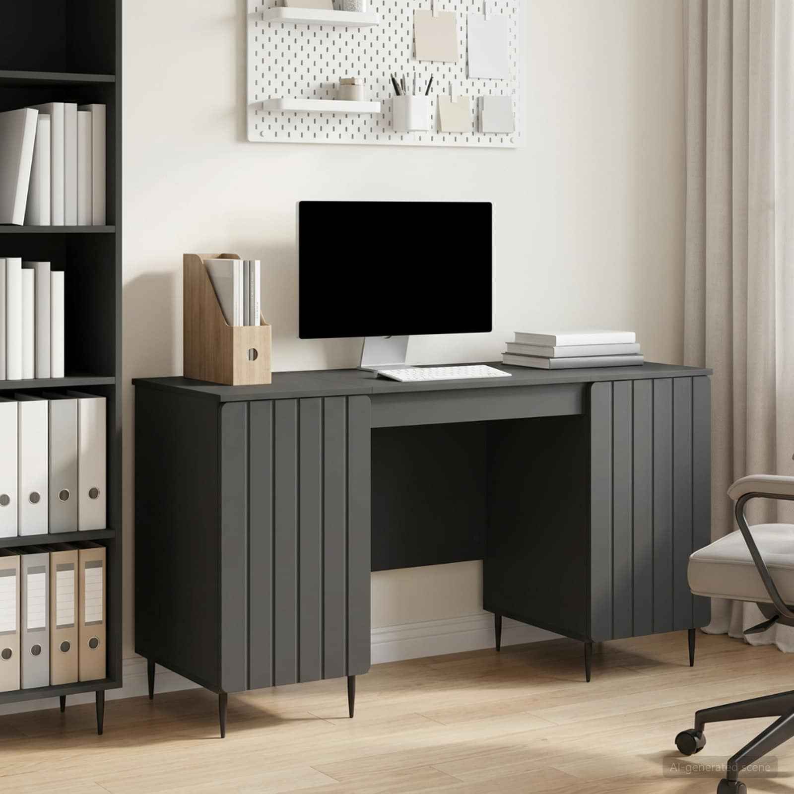 vidaXL Bureau met plank Zwart 142,5 x 50 x 75 cm Bewerkt hout