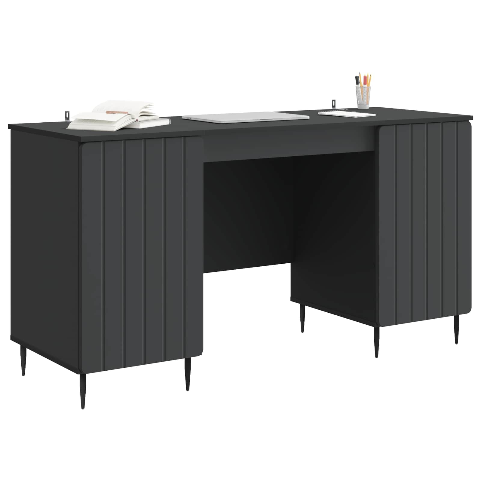 vidaXL Bureau met plank Zwart 142,5 x 50 x 75 cm Bewerkt hout