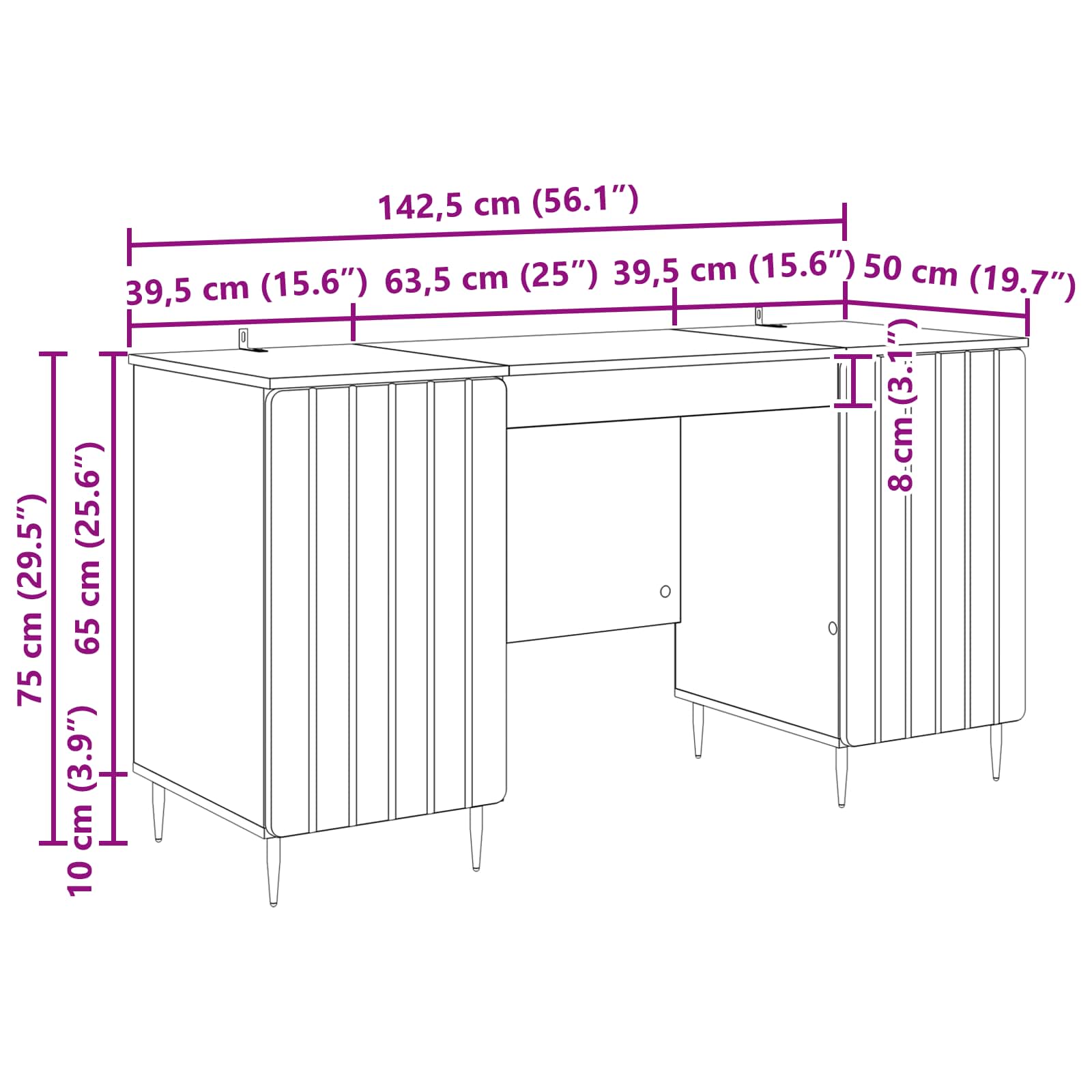 vidaXL Bureau met plank Zwart 142,5 x 50 x 75 cm Bewerkt hout