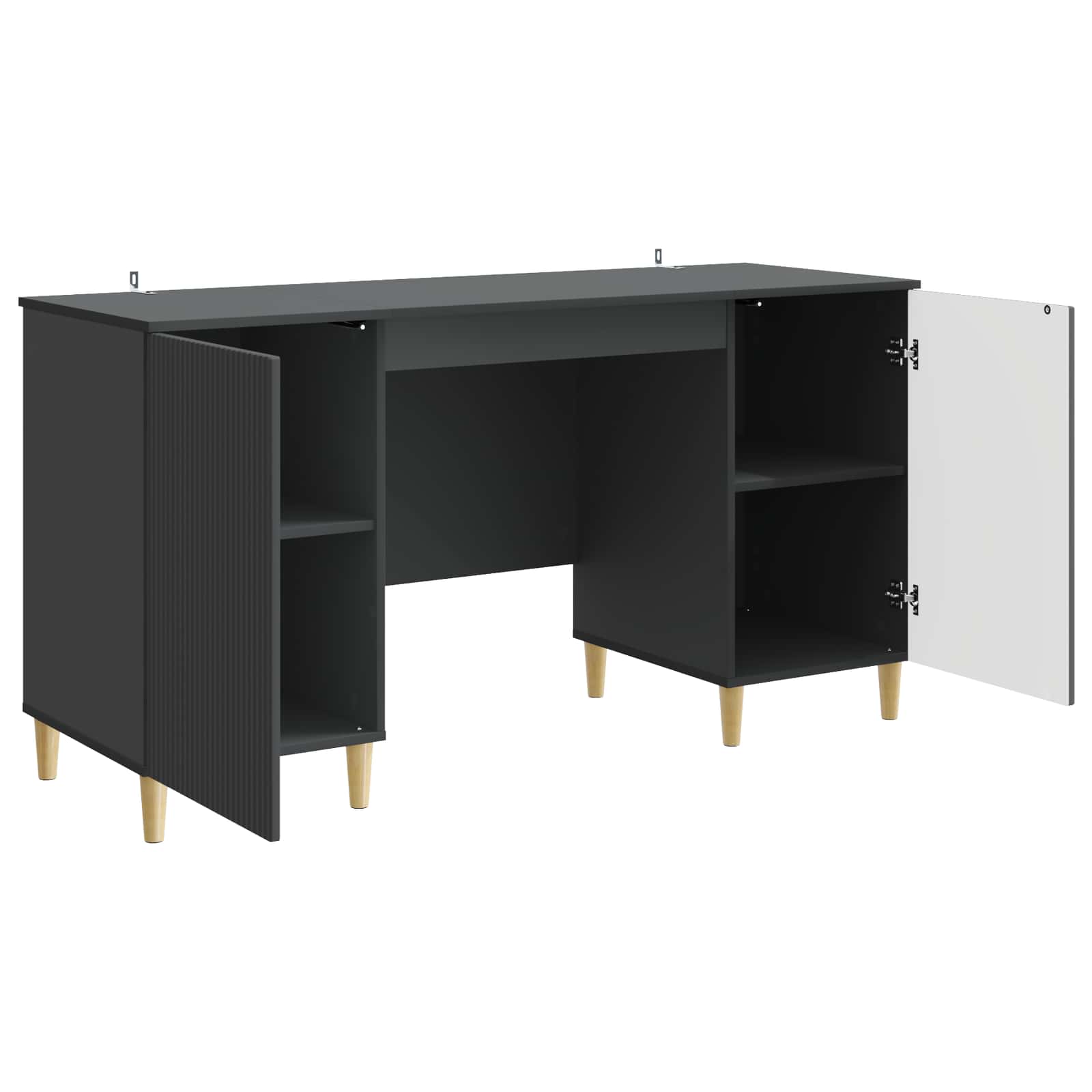 vidaXL Bureau met plank Zwart 142,5 x 50 x 75 cm Bewerkt hout