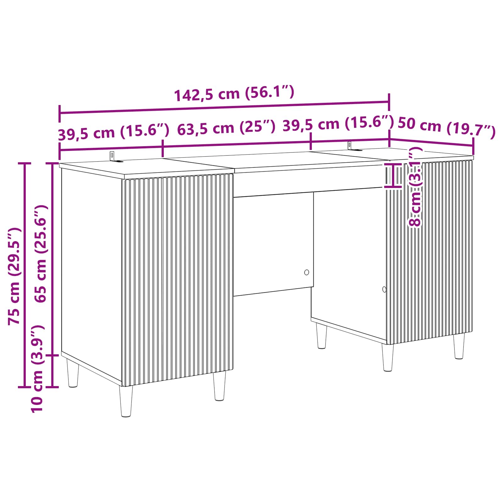 vidaXL Bureau met plank Zwart 142,5 x 50 x 75 cm Bewerkt hout