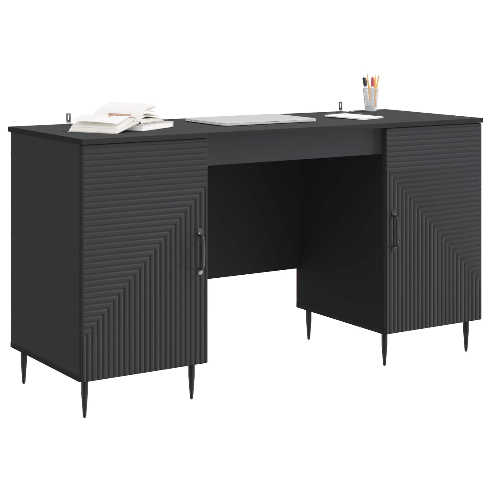 vidaXL Bureau met plank Zwart 142,5 x 50 x 75 cm Bewerkt hout