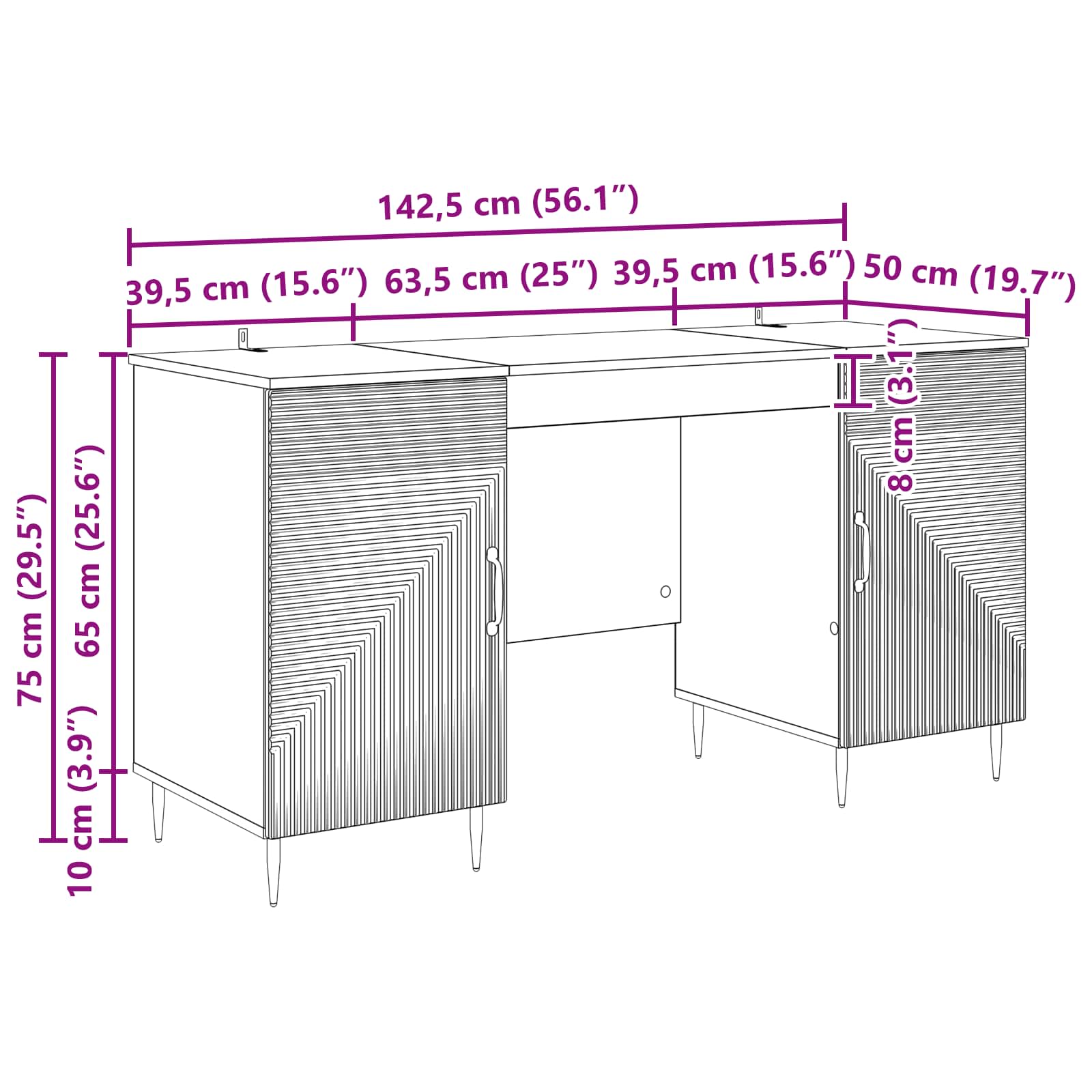 vidaXL Bureau met plank Zwart 142,5 x 50 x 75 cm Bewerkt hout