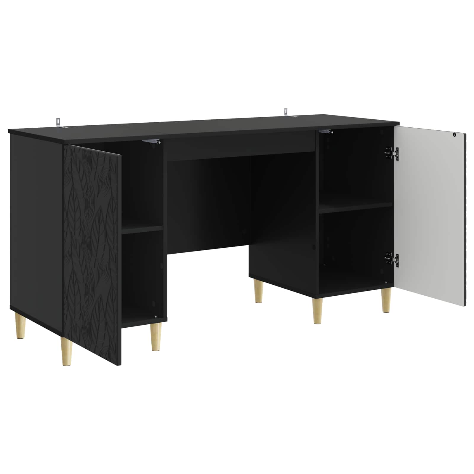 vidaXL Bureau Zwart Bewerkt hout 142,5 x 50 x 75 cm