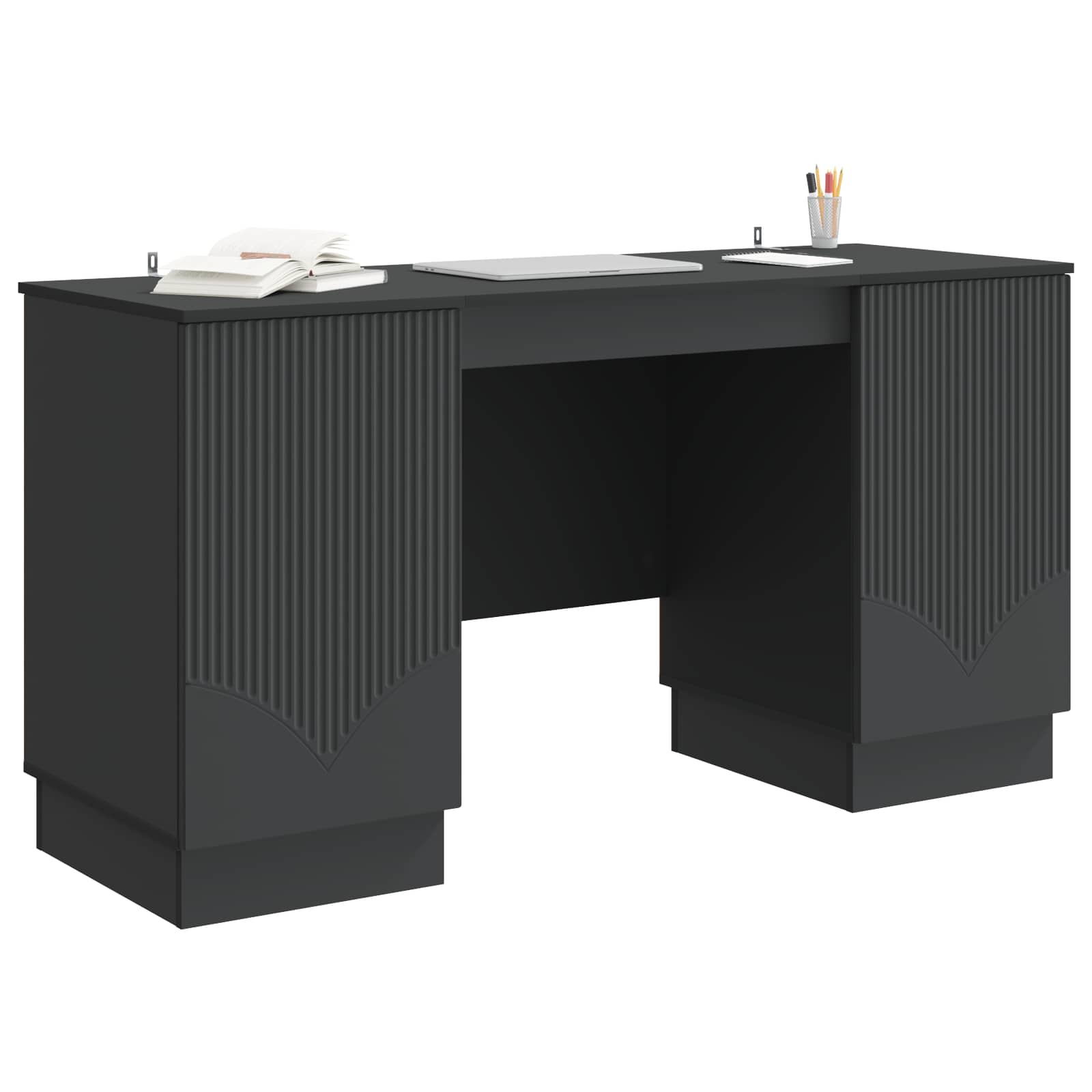 vidaXL Bureau met plank Zwart 142,5 x 50 x 75 cm Bewerkt hout
