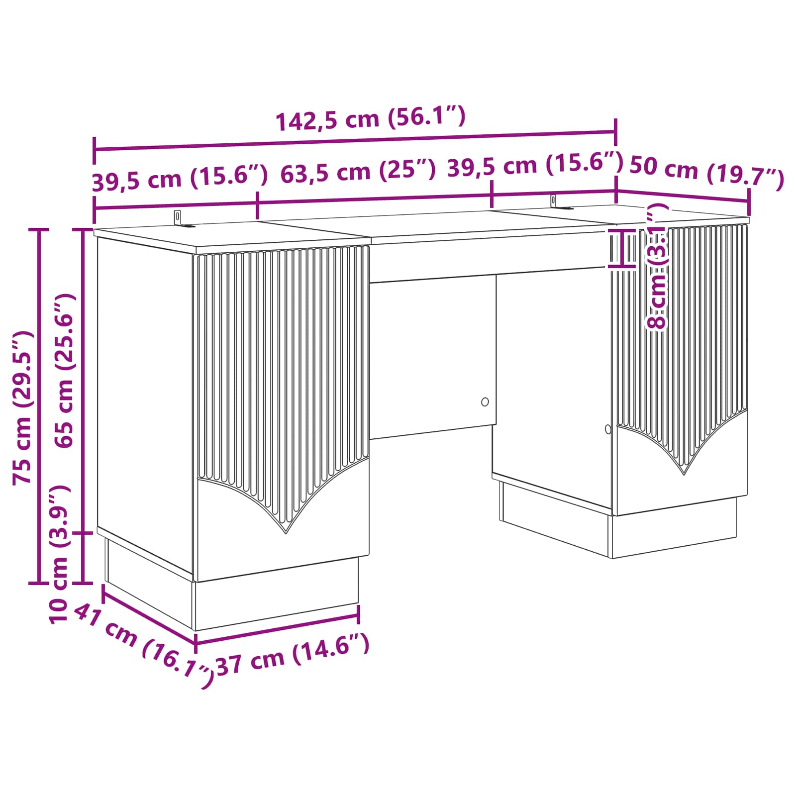 vidaXL Bureau met plank Zwart 142,5 x 50 x 75 cm Bewerkt hout