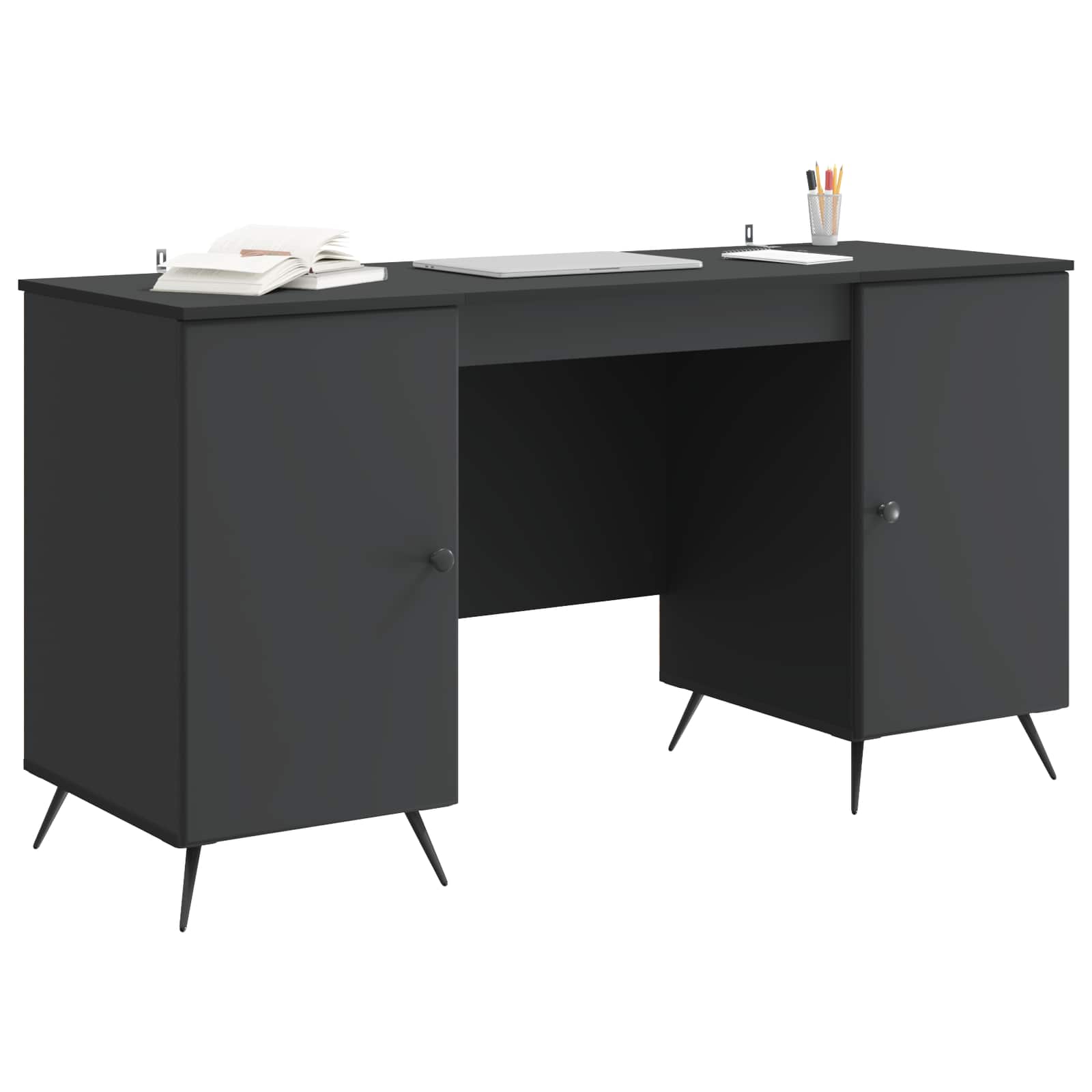 vidaXL Bureau met plank Zwart 142,5 x 50 x 75 cm Bewerkt hout
