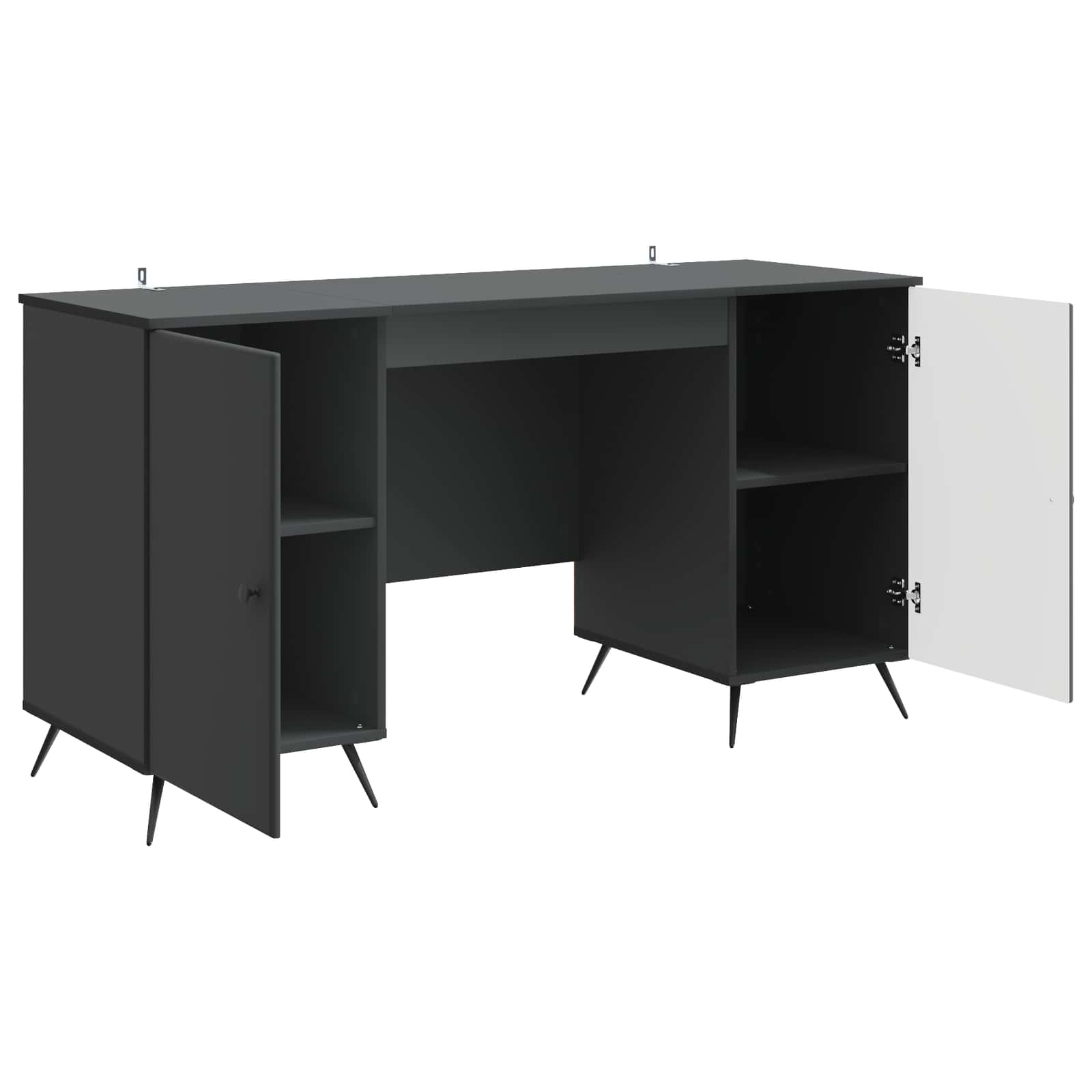 vidaXL Bureau met plank Zwart 142,5 x 50 x 75 cm Bewerkt hout