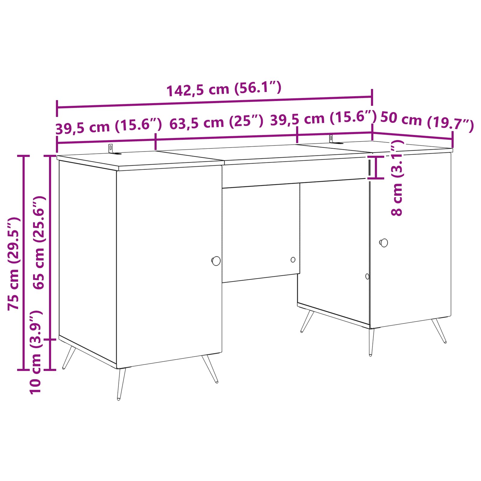 vidaXL Bureau met plank Zwart 142,5 x 50 x 75 cm Bewerkt hout