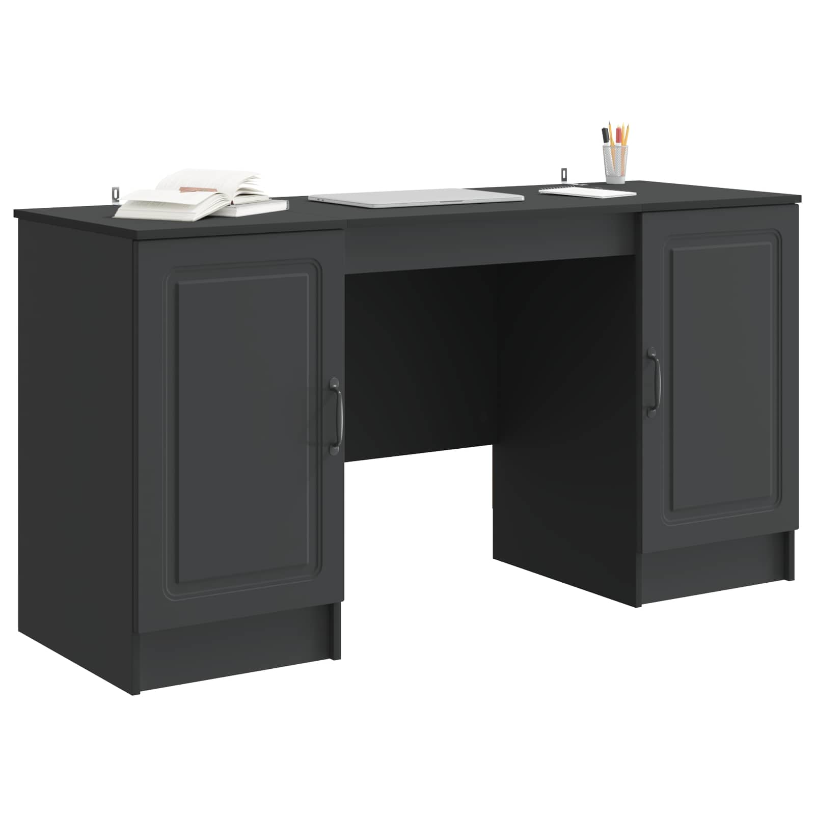 vidaXL Bureau met plank Zwart 142,5 x 50 x 75 cm Bewerkt hout