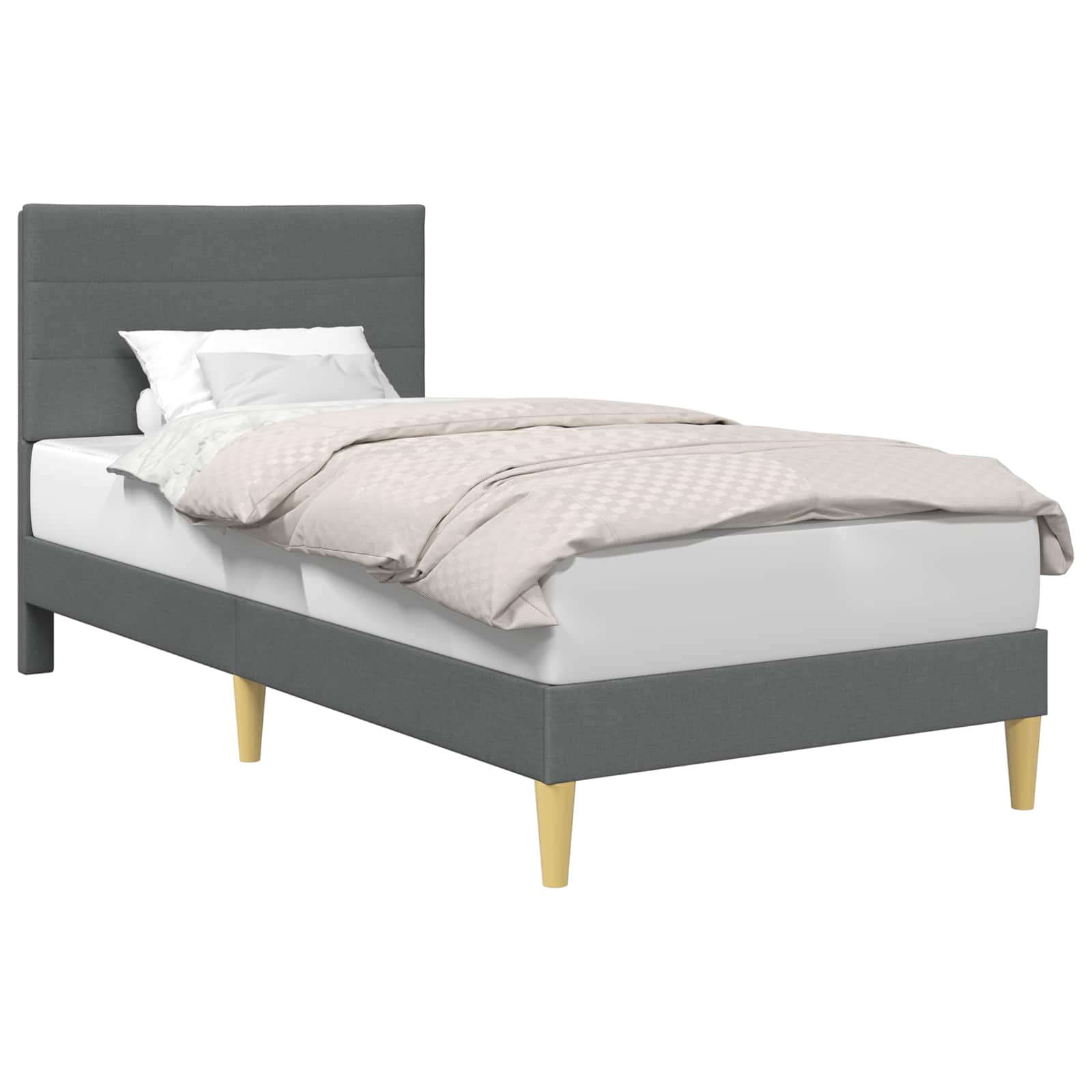 vidaXL Bedframe met hoofdeinde Donkergrijs 90 x 190 cm Stof