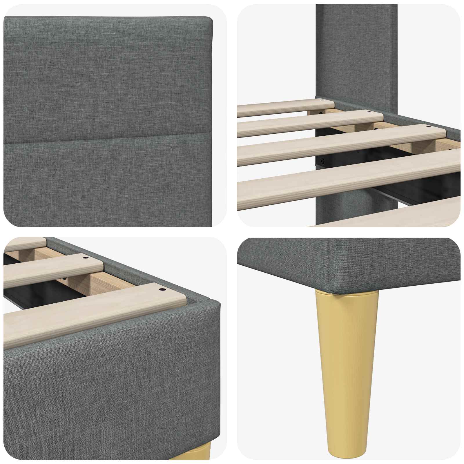 vidaXL Bedframe met hoofdeinde Donkergrijs 90 x 190 cm Stof