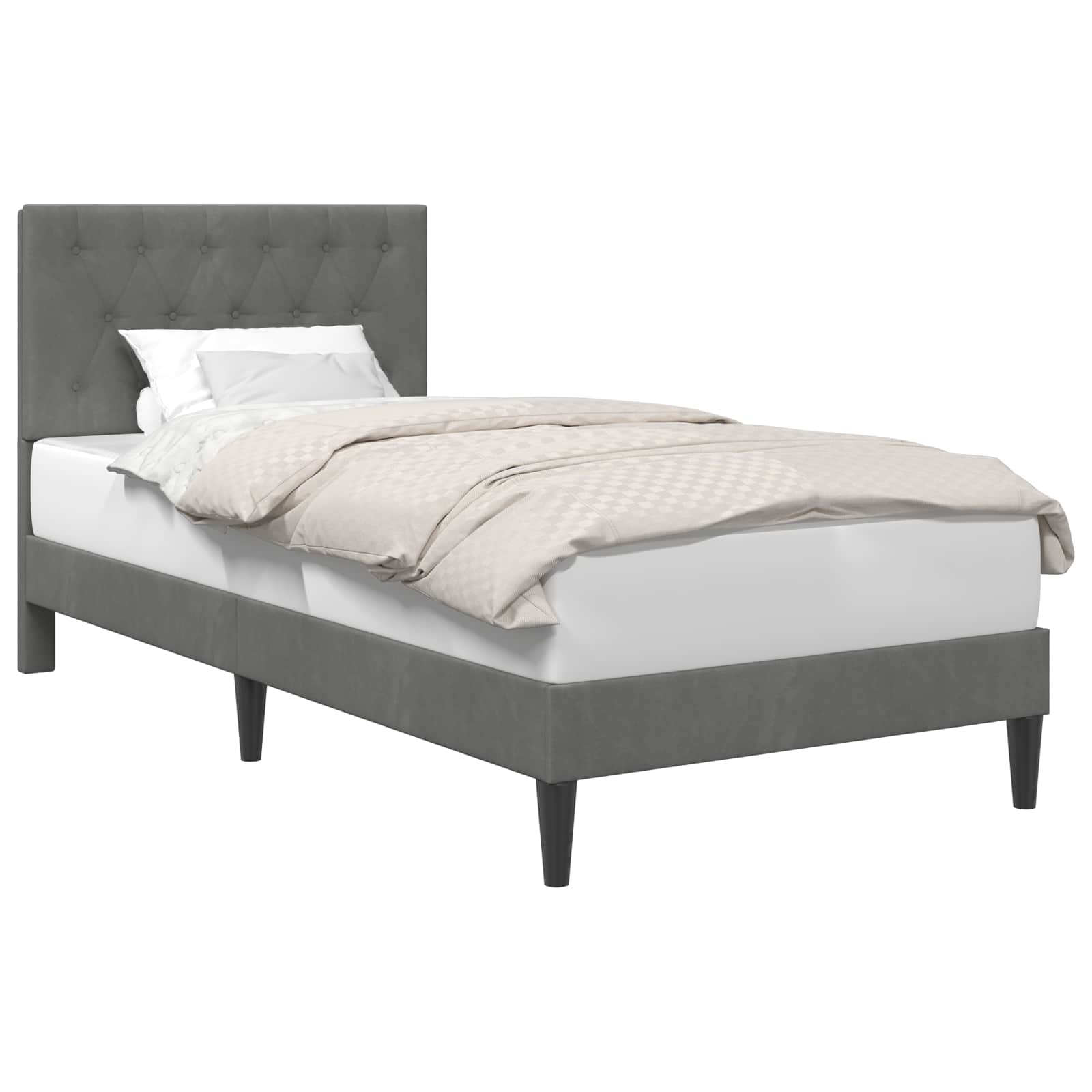 vidaXL Bedframe met hoofdeinde Donkergrijs 90 x 190 cm Fluweel